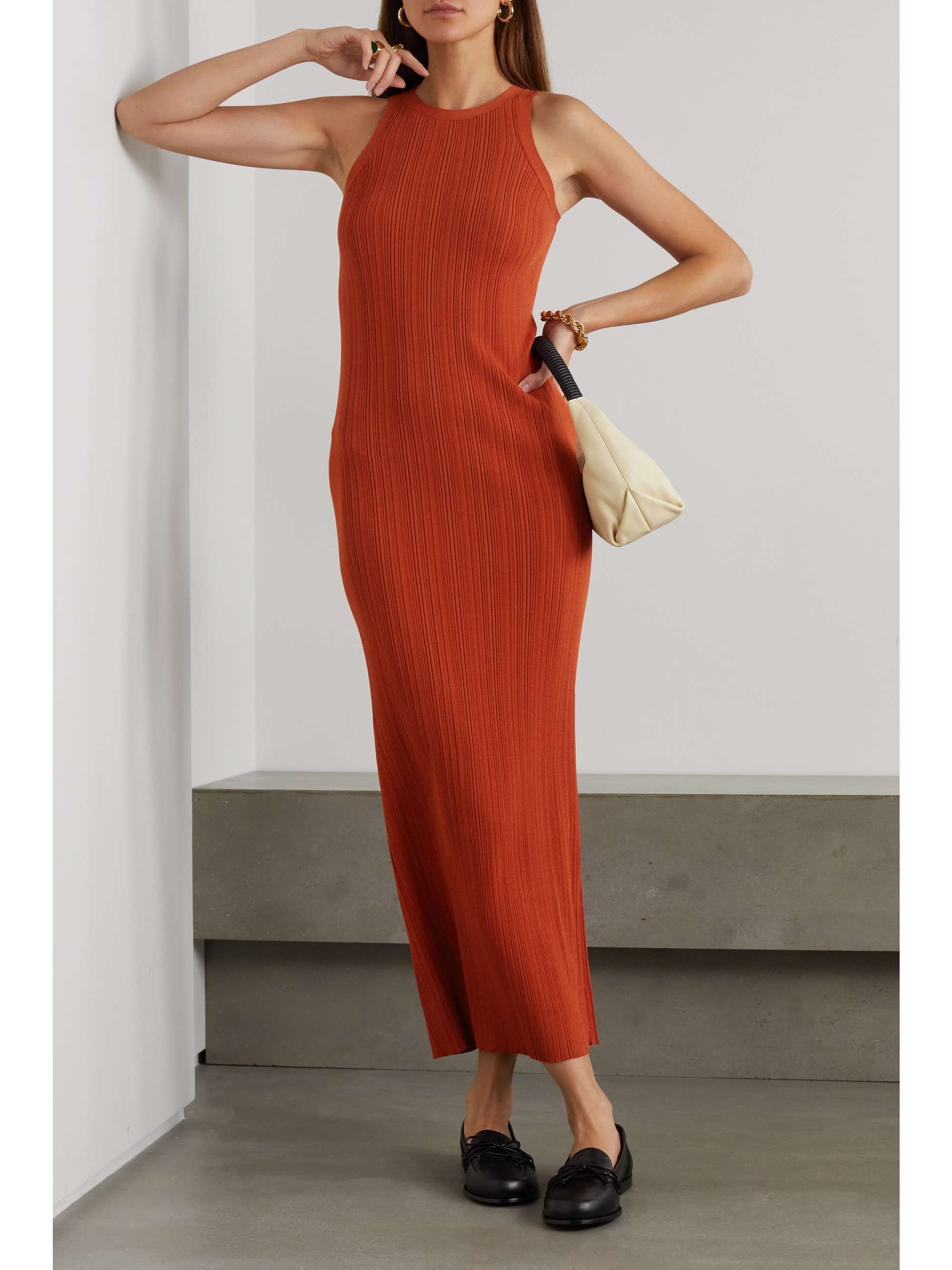 Orange Espera ribbed-knit maxi dress 