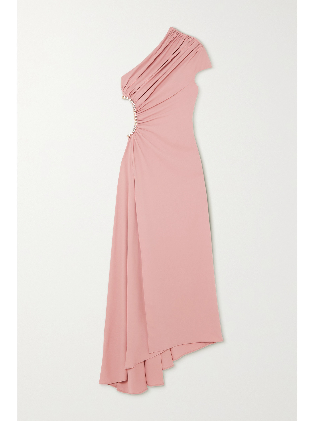 Elie Saab - One-shoulder Embellished Cutout Mesh And Crepe Maxi Dress - Baby pink 22 Awaiting product image