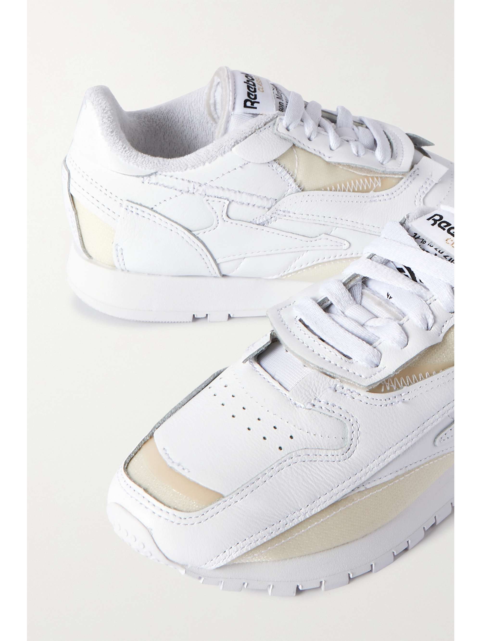 MAISON MARGIELA + Reebok Project 0 Club C Memory Of V2 mesh-trimmed perforated leather sneakers
