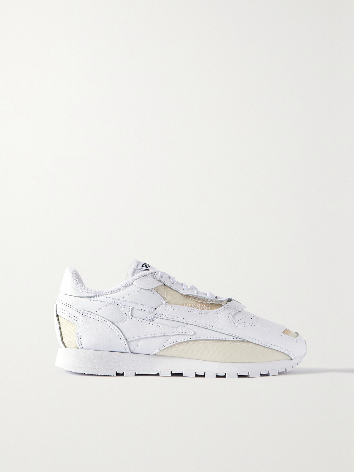 MAISON MARGIELA + REEBOK PROJECT 0 CLUB C MEMORY OF V2 MESH-TRIMMED PERFORATED LEATHER SNEAKERS