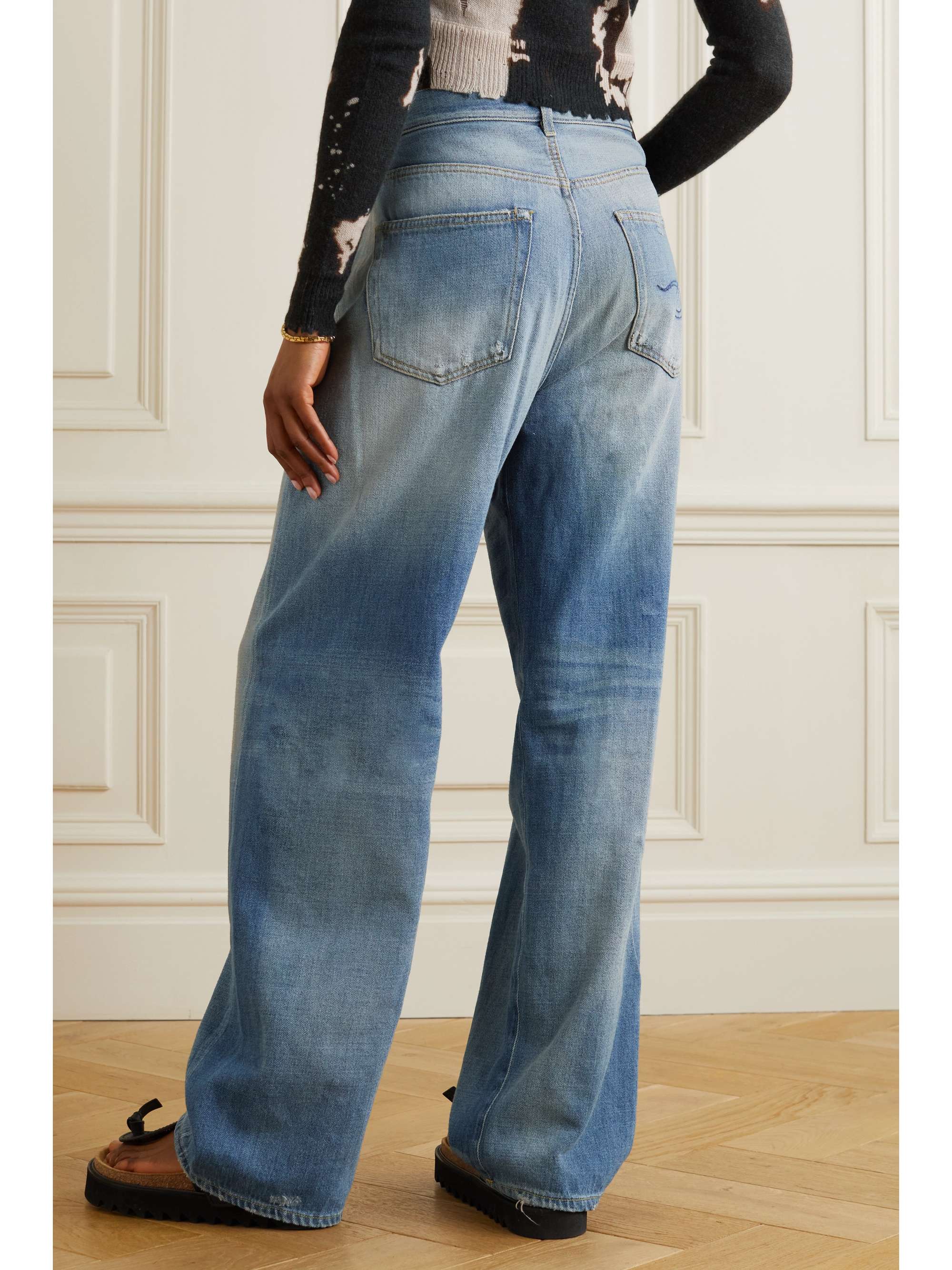 Mid denim Crossover distressed high 