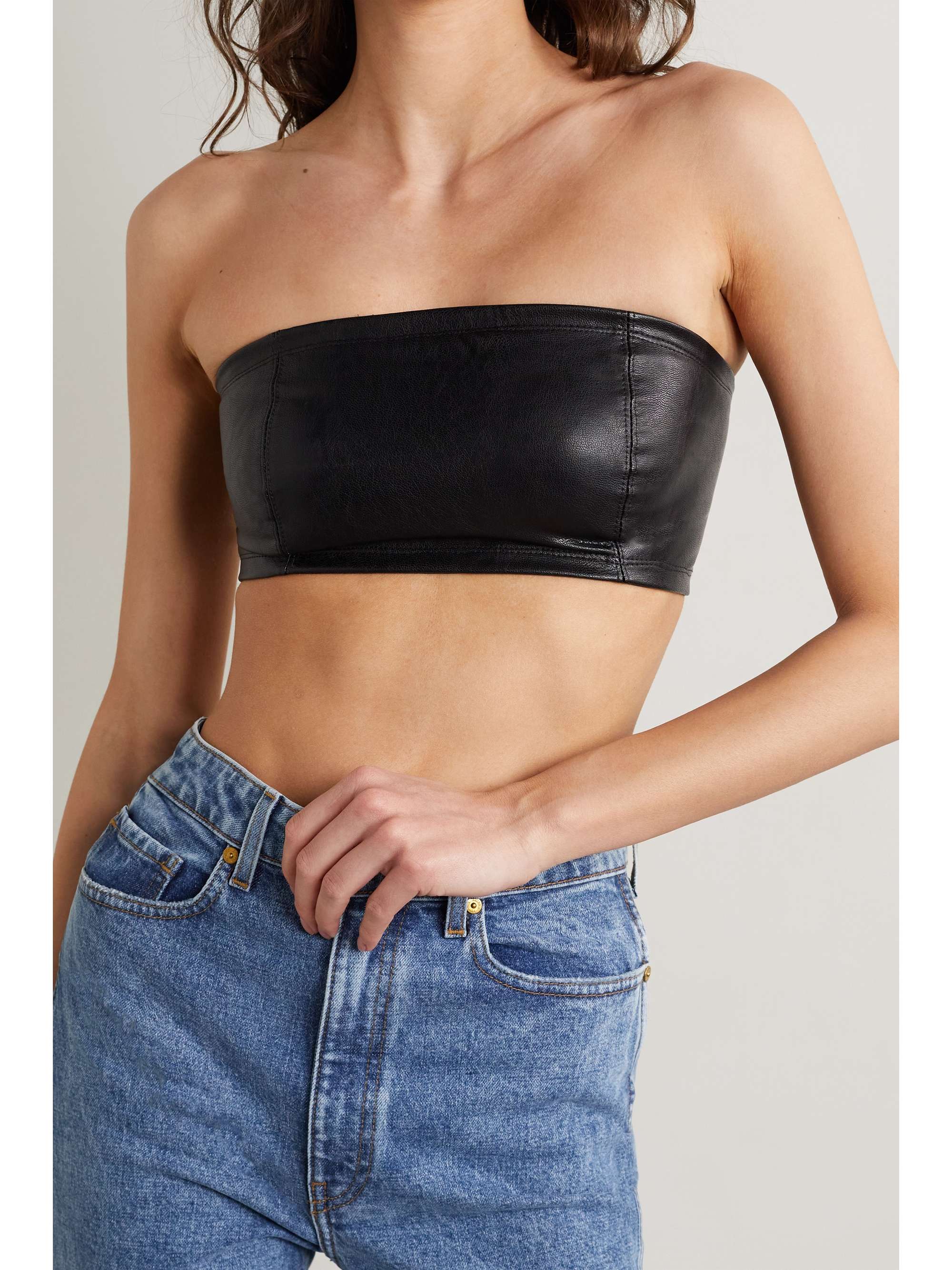 net-a-porter.com | Faux leather bandeau bra
