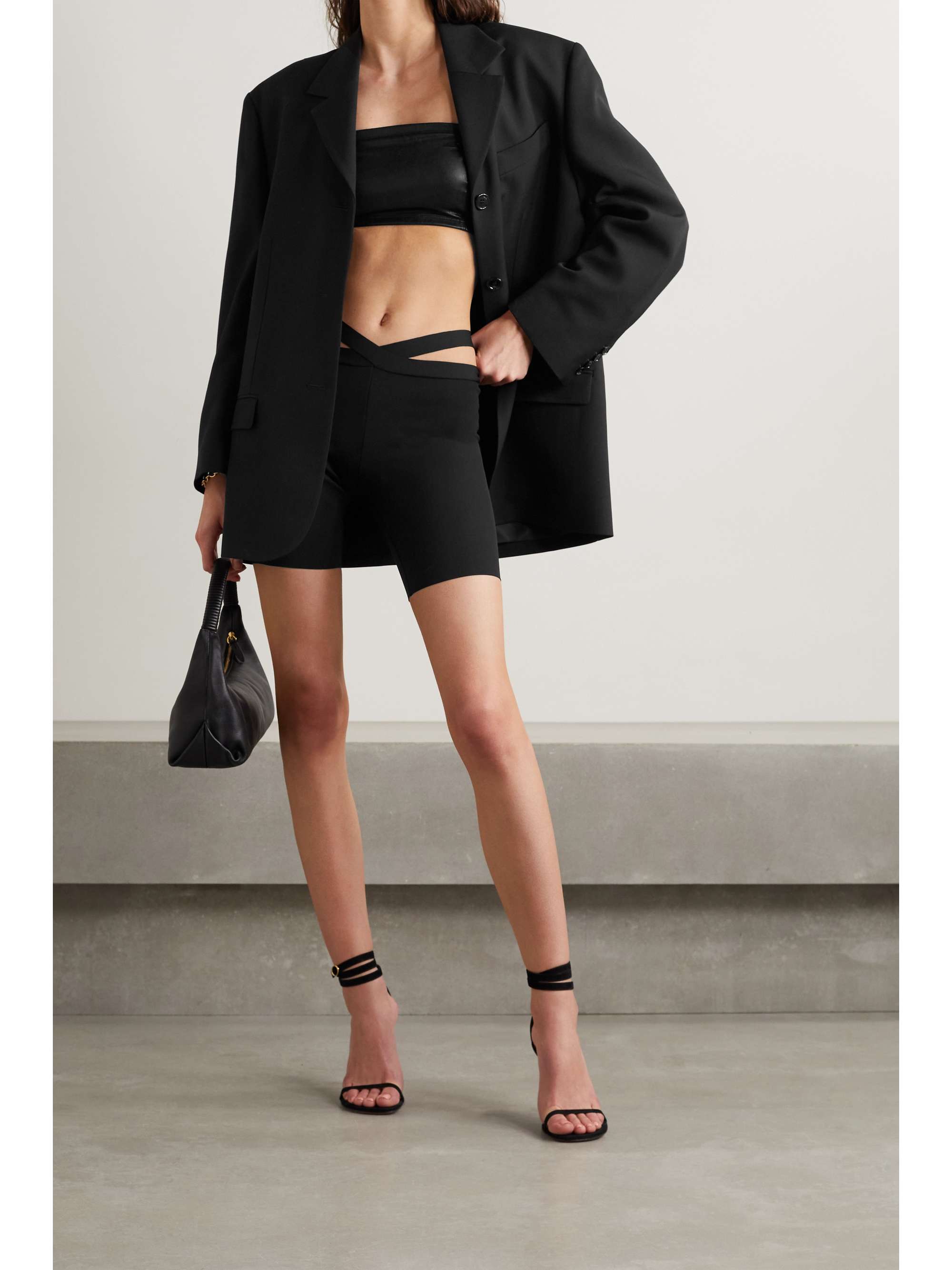 Black Cutout stretch-jersey biker 