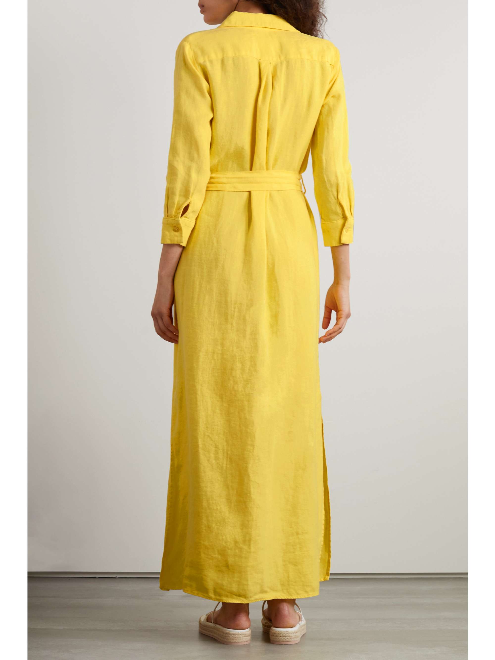 L'AGENCE Cameron belted linen maxi shirt dress