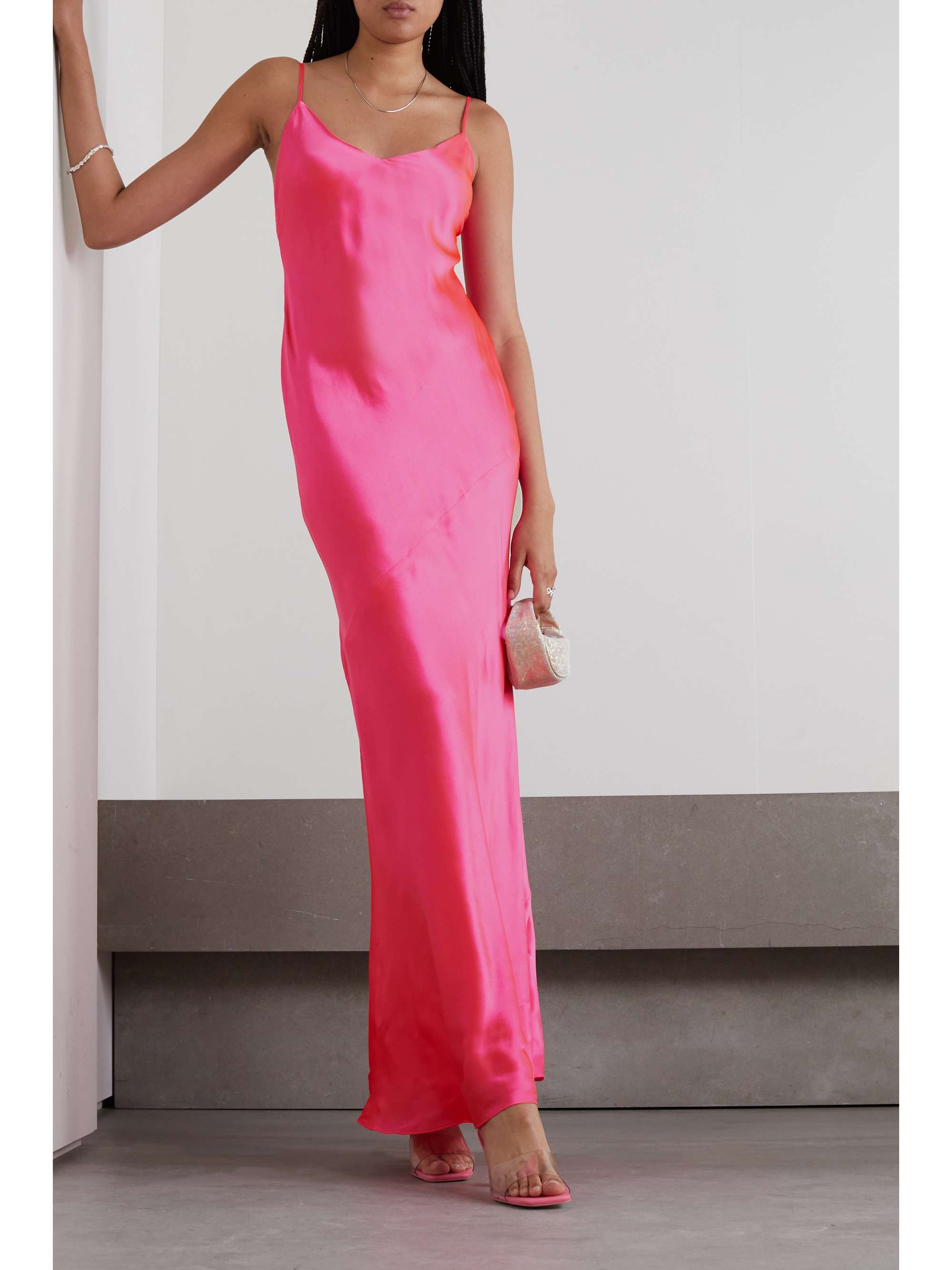 Pink Serita silk-satin maxi dress | L 