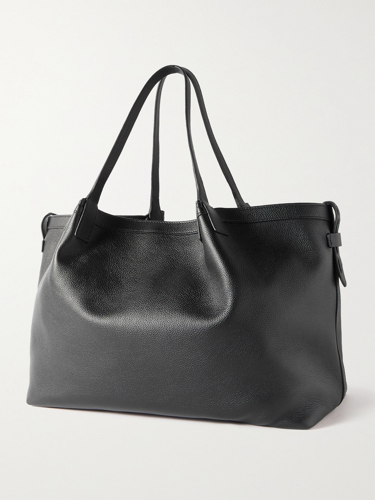 Serapian Secret Large Textured-leather Tote In Black