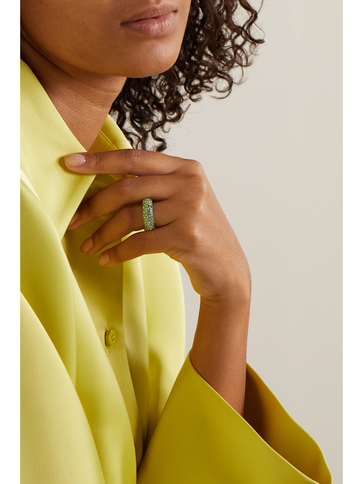 AMINA MUADDI CAMERON SILVER-TONE CRYSTAL RING
