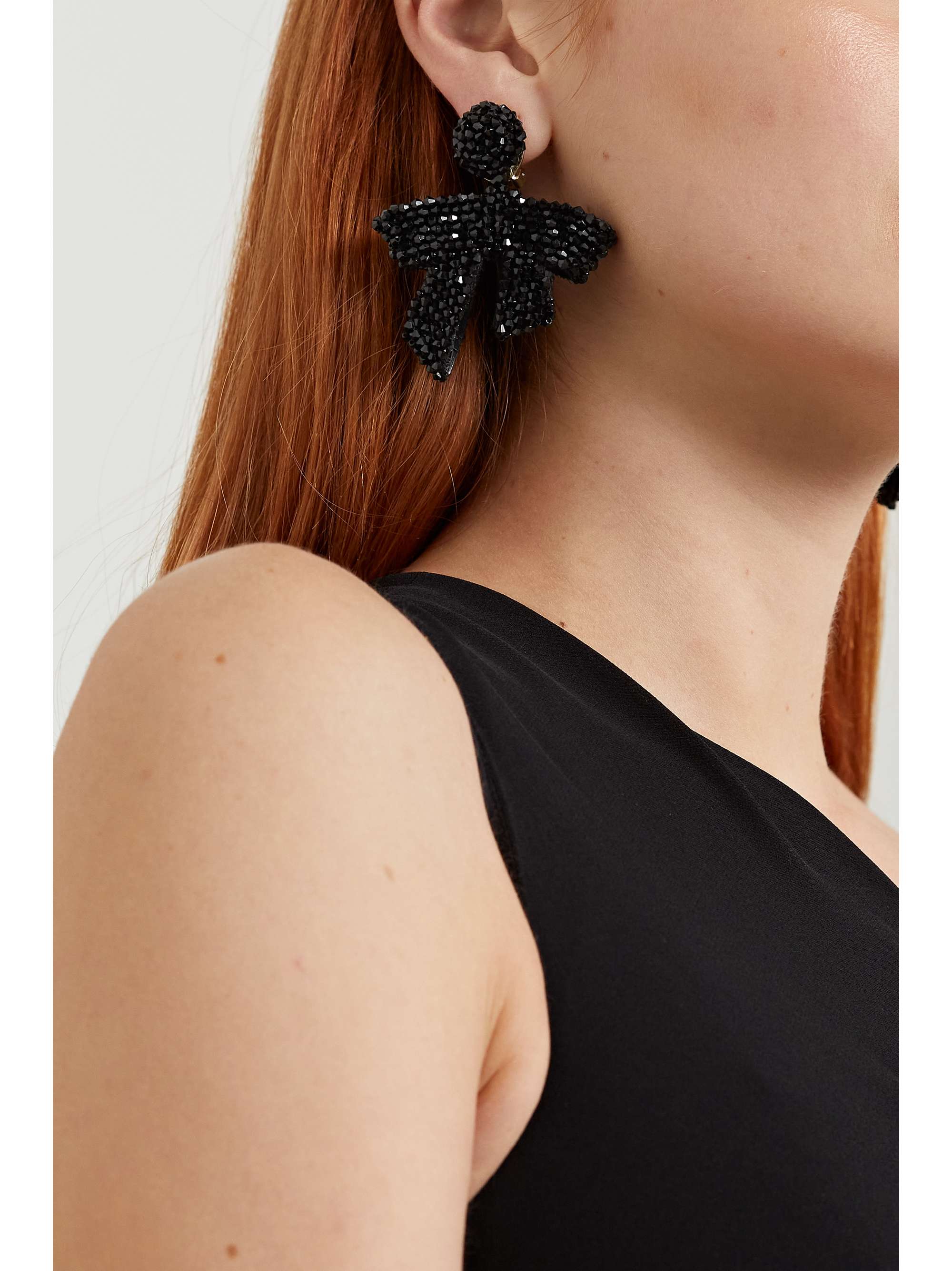 OSCAR DE LA RENTA Gold-tone crystal clip earrings