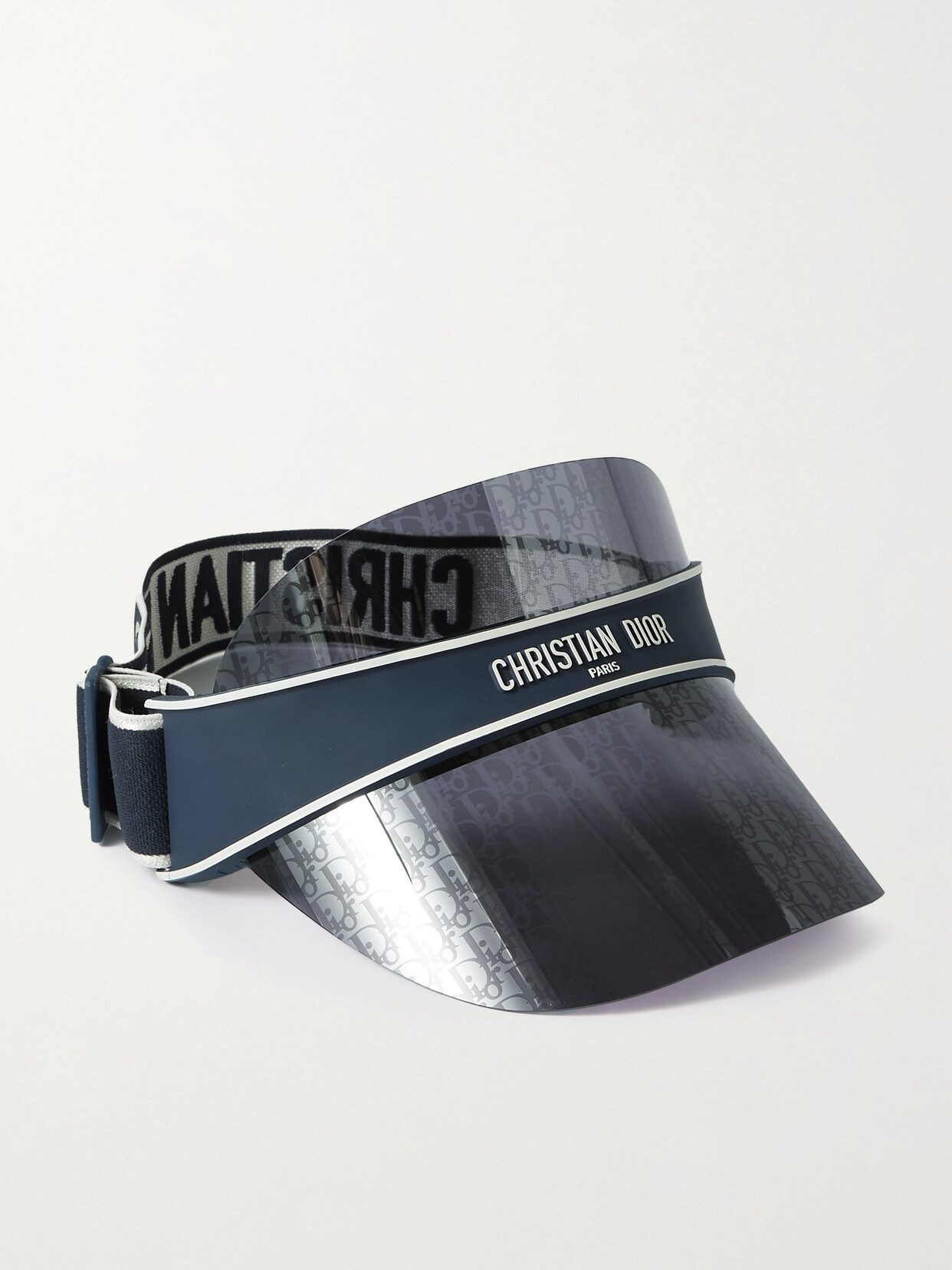 Dior Club V1u Logo Clear Visor In Matte Blue / Blue Silver 