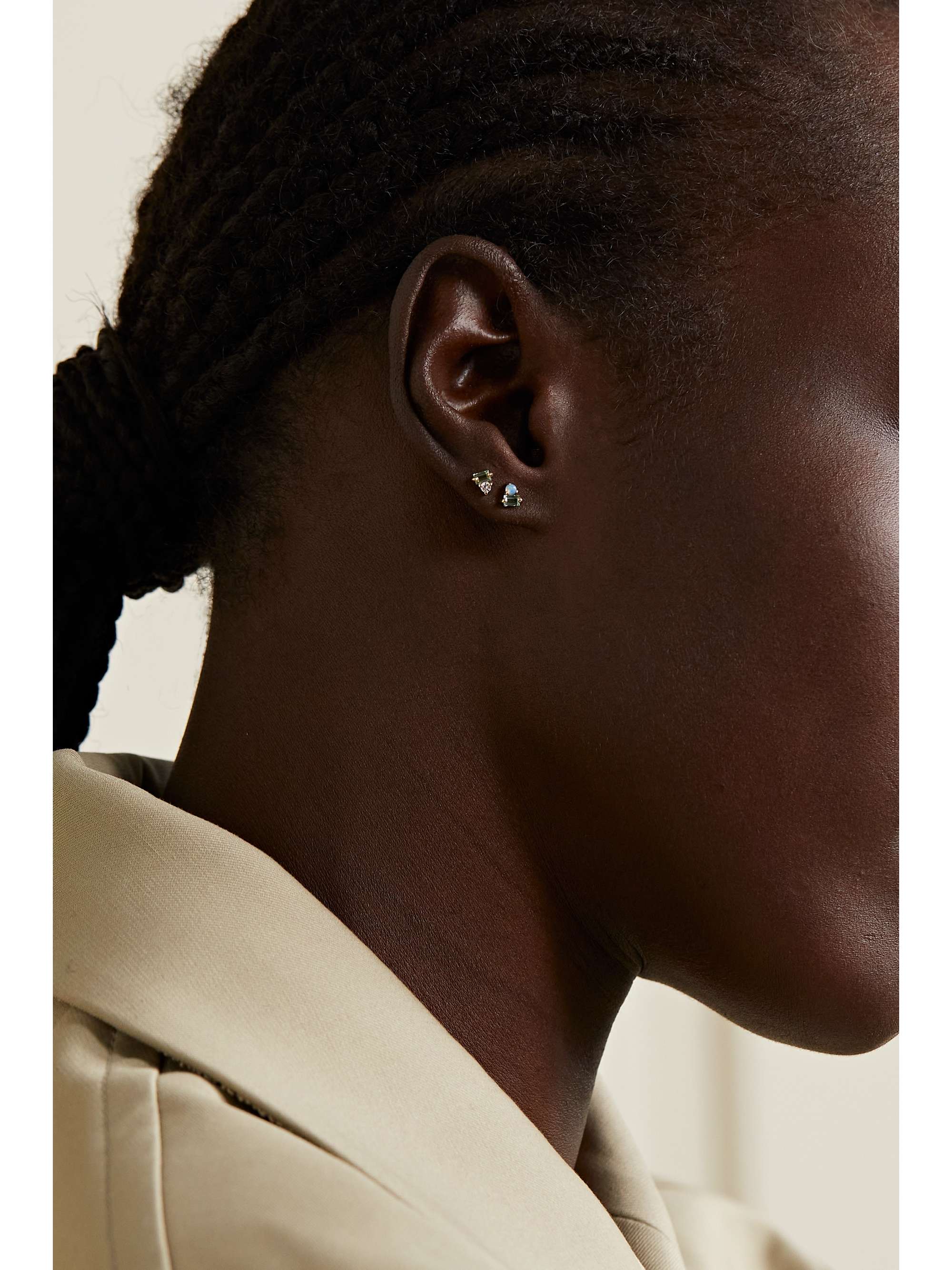 WWAKE Column reycled gold multi-stone earrings