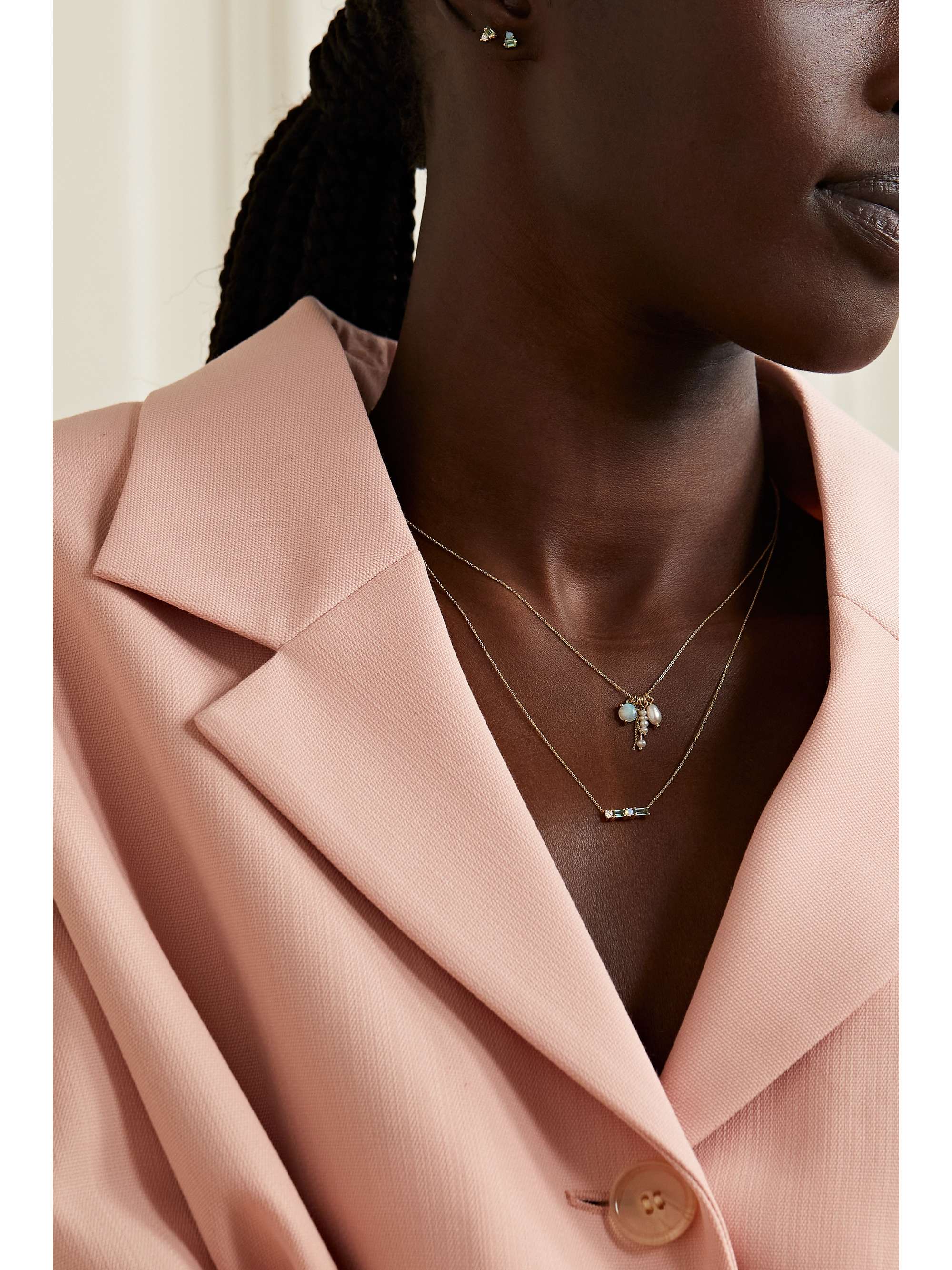 WWAKE Pillar recycled gold multi-stone necklace