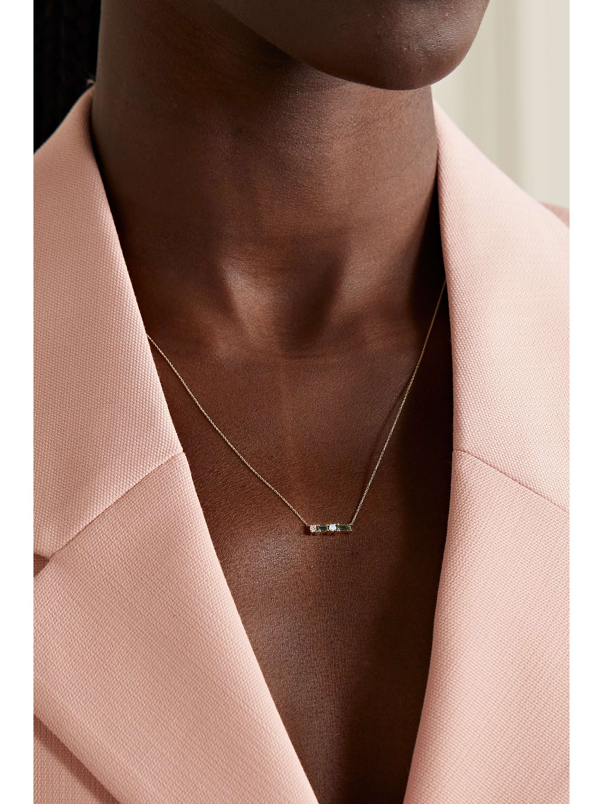 WWAKE Pillar recycled gold multi-stone necklace