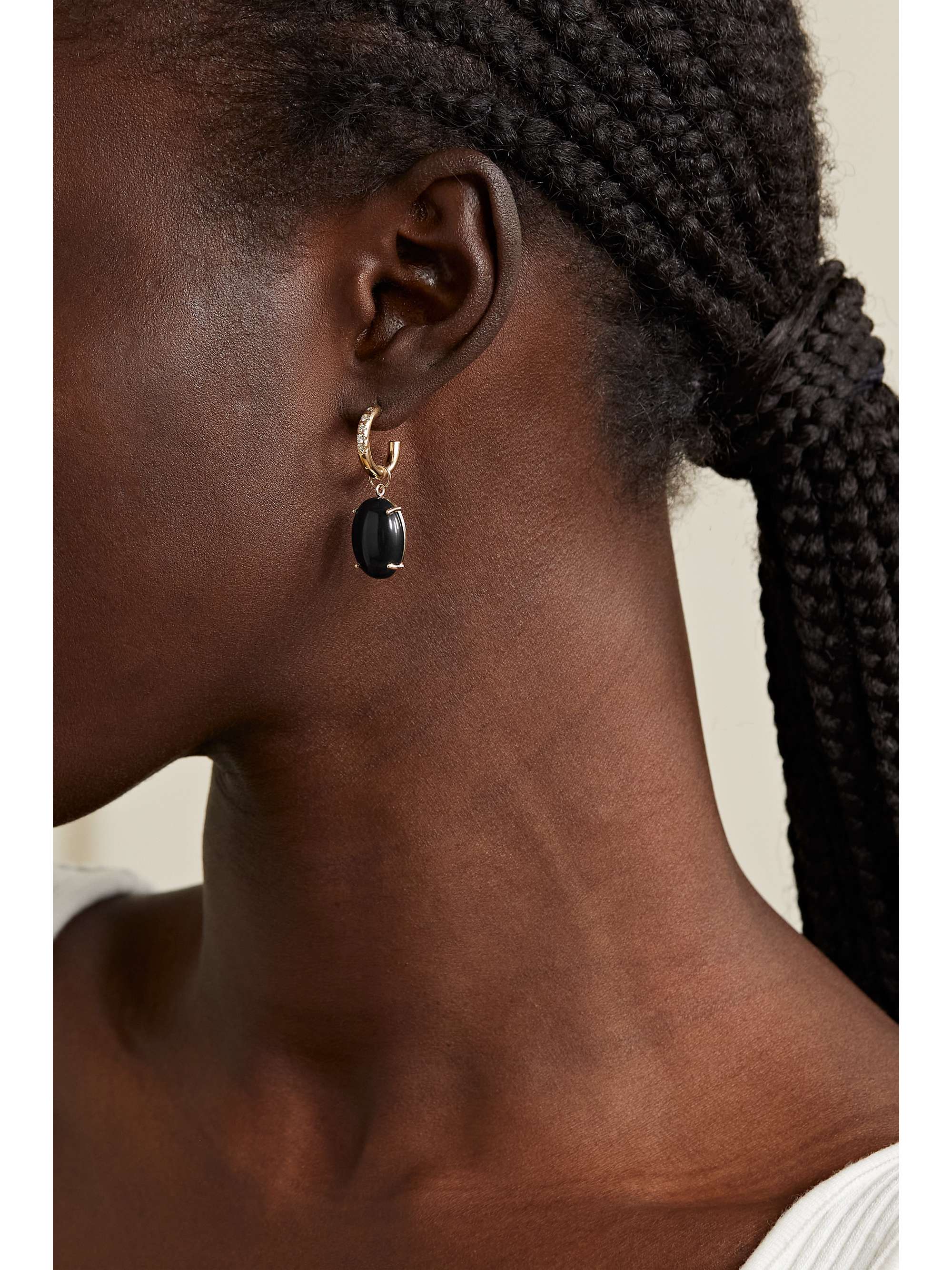 WWAKE Recycled gold, jasper and diamond single hoop earring