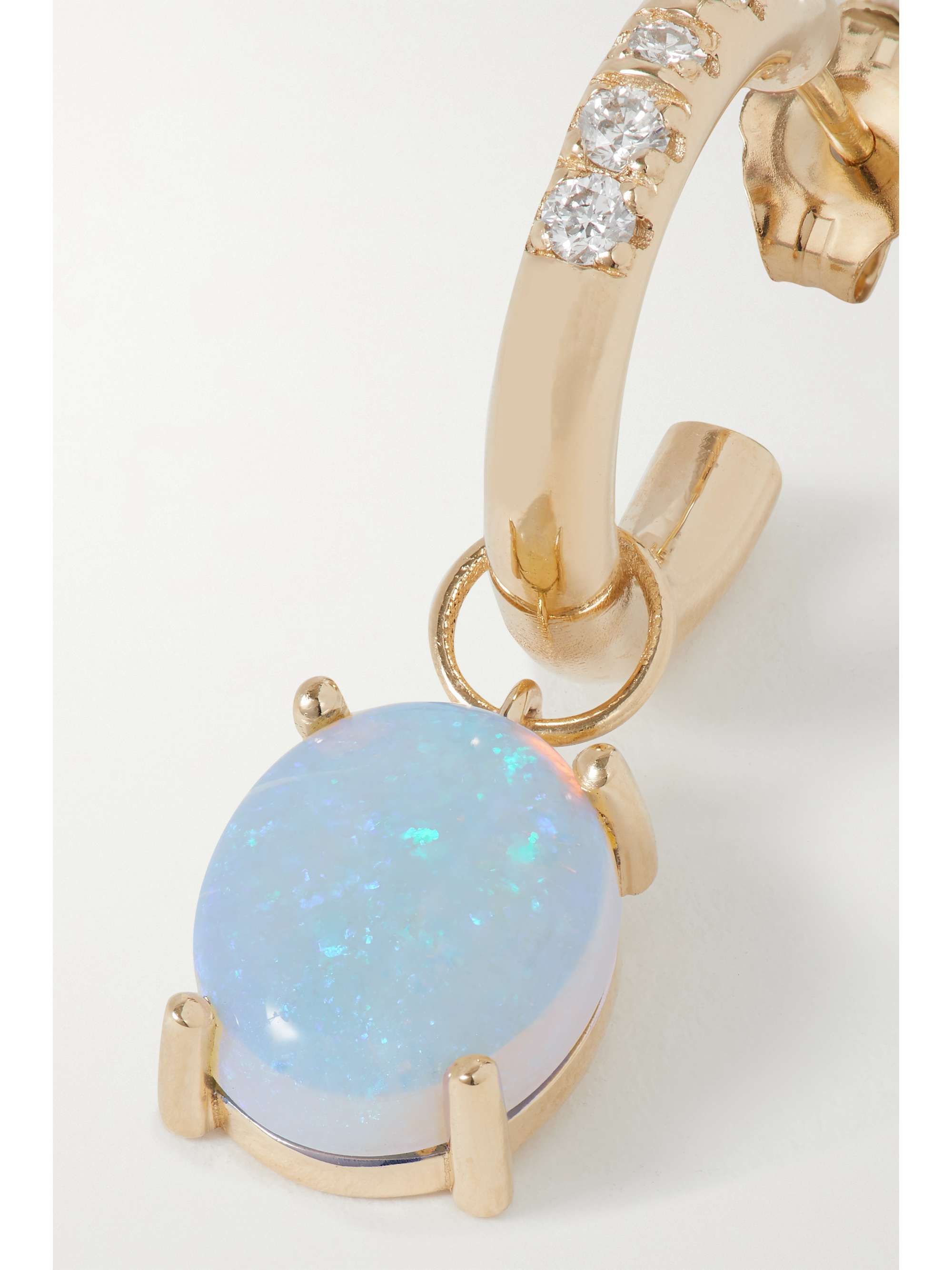 WWAKE Recycled gold, opal and diamond single hoop earring
