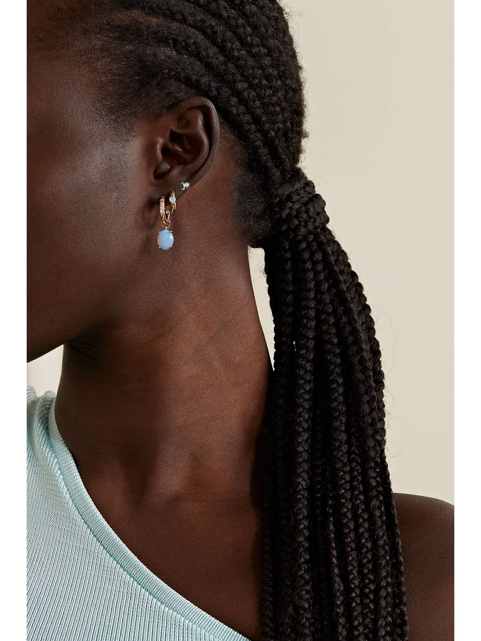 WWAKE Recycled gold, opal and diamond single hoop earring