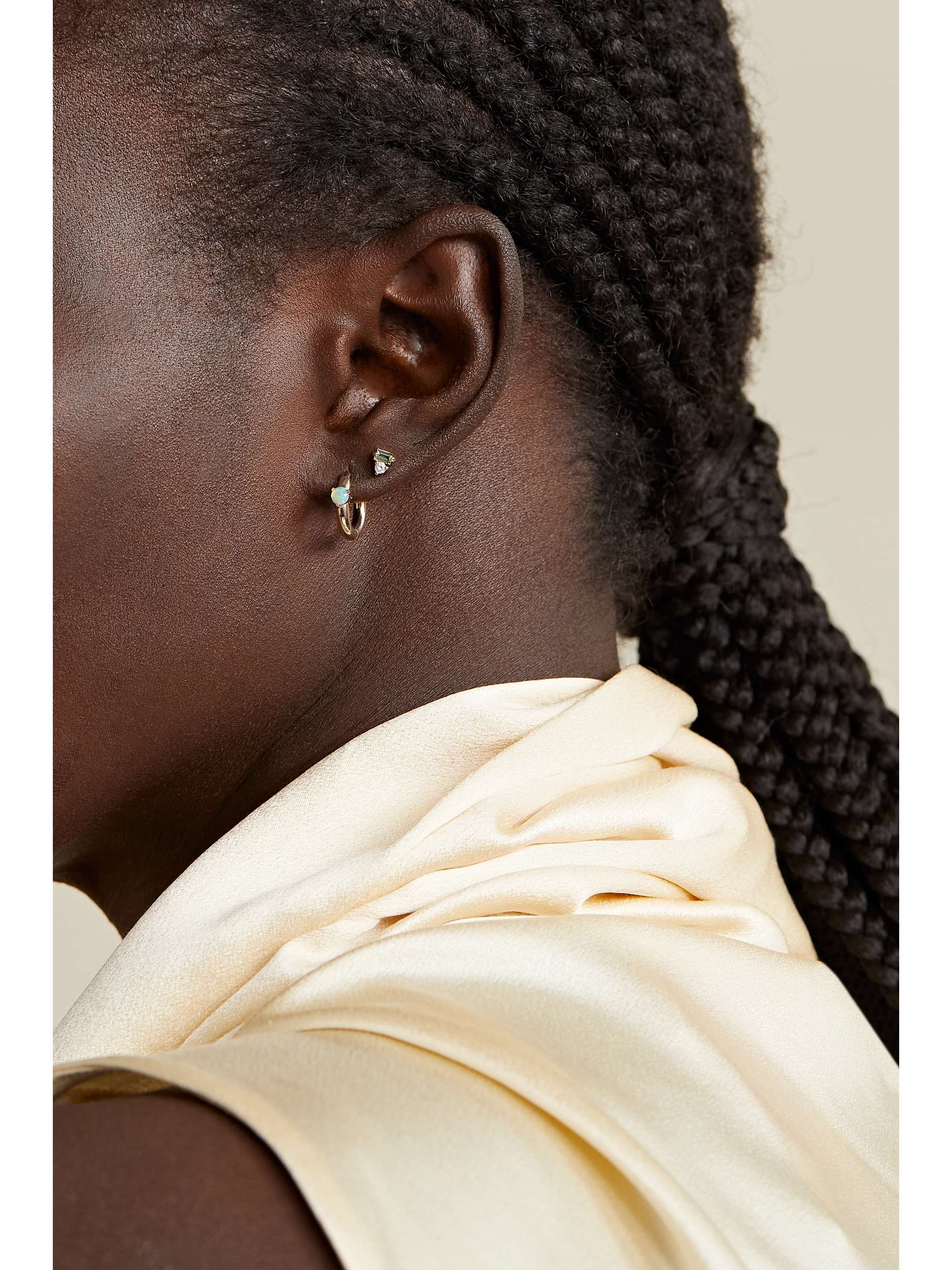 WWAKE Recycled gold opal single hoop earring