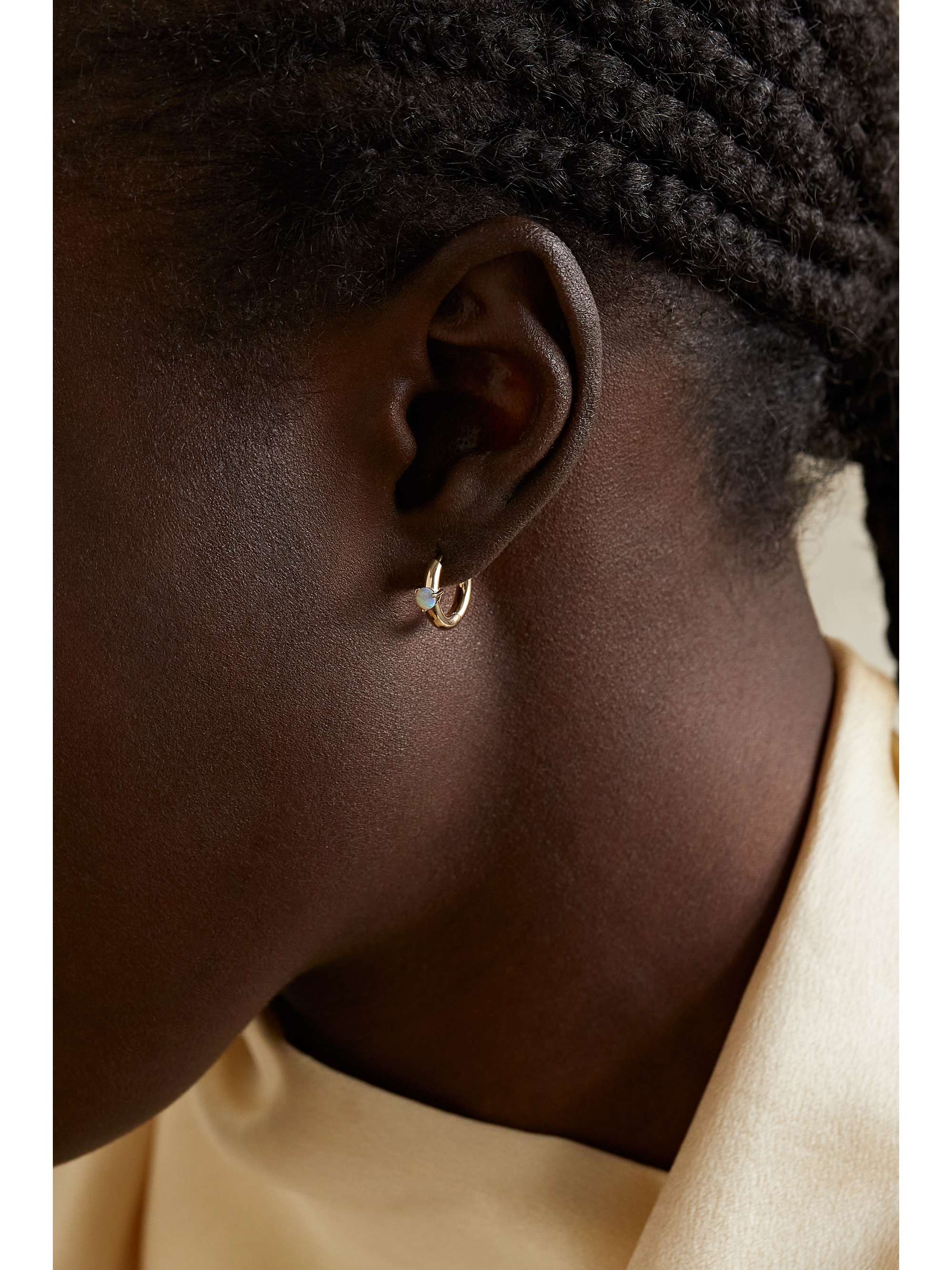 WWAKE Recycled gold opal single hoop earring