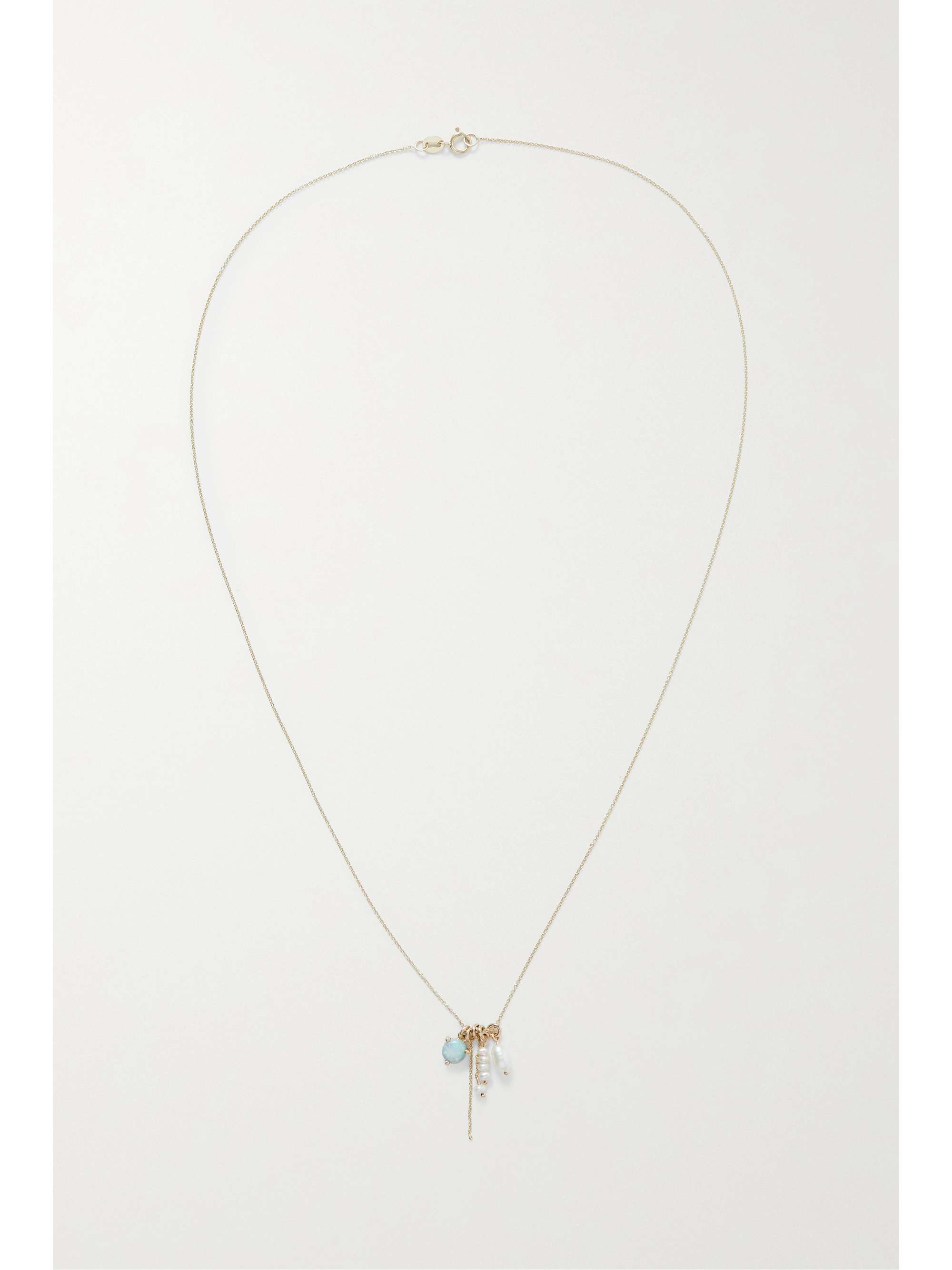 WWAKE Cluster gold, pearl and opal necklace
