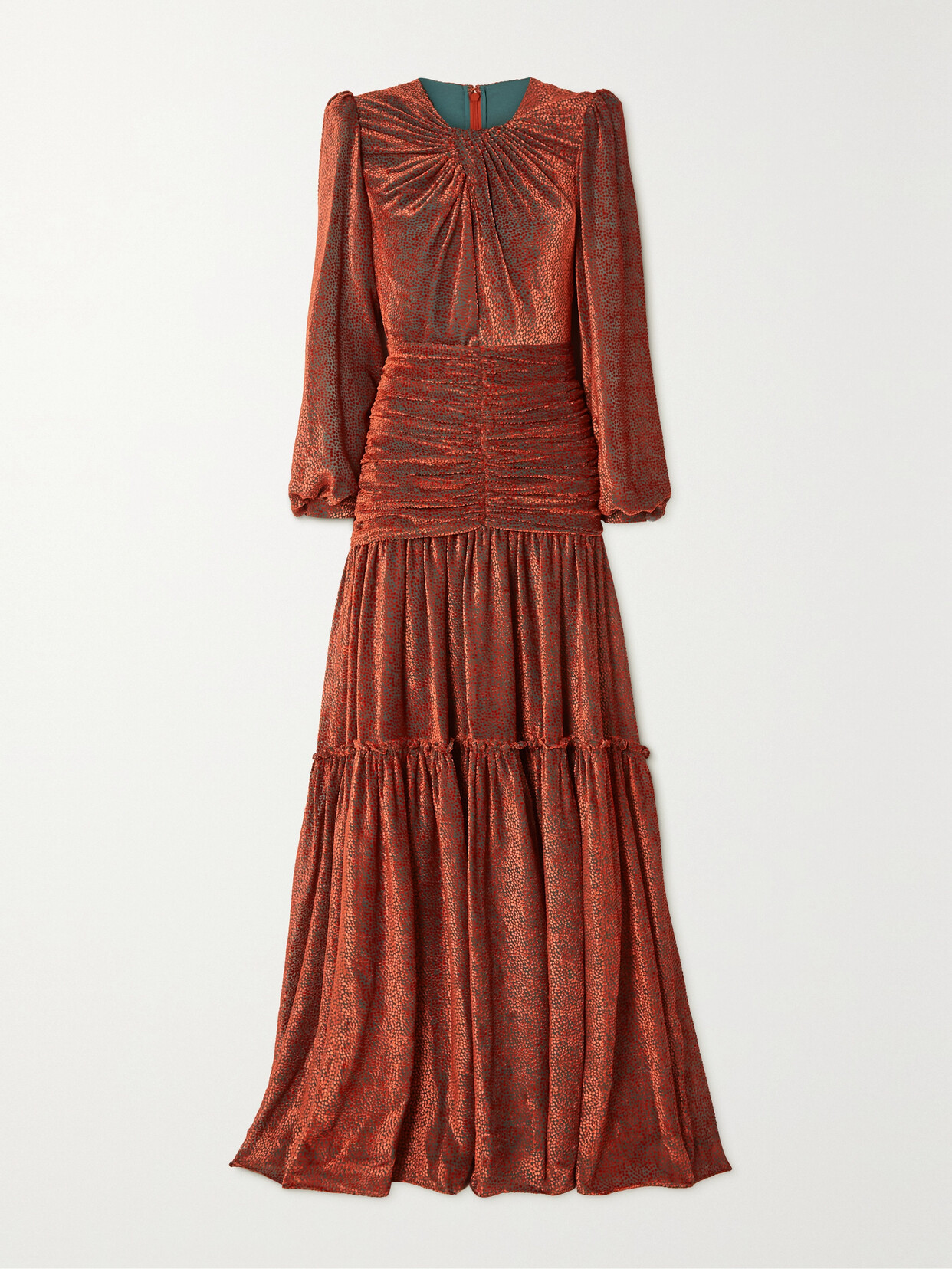 Costarellos Sabrina Ruched Devoré-velvet Gown