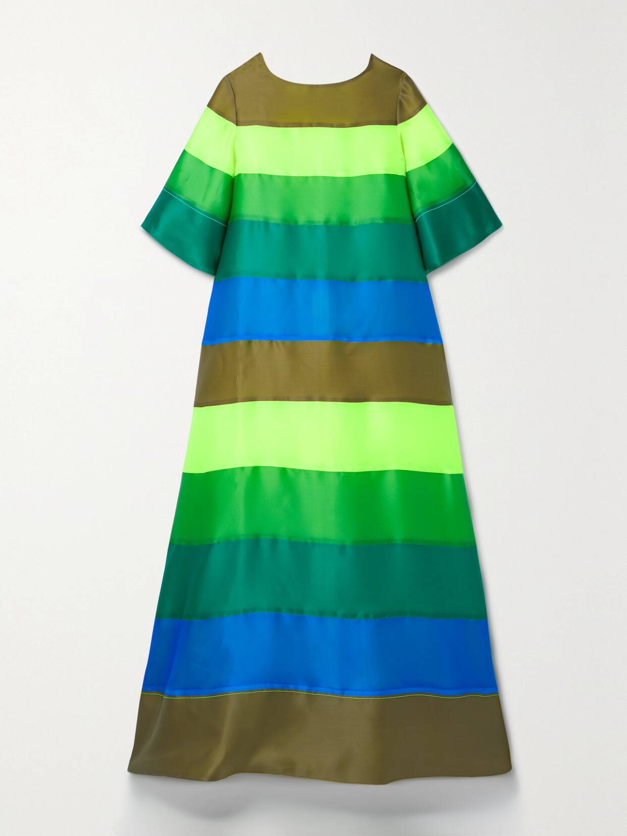 CHRISTOPHER JOHN ROGERS STRIPED SILK-ORGANZA GOWN