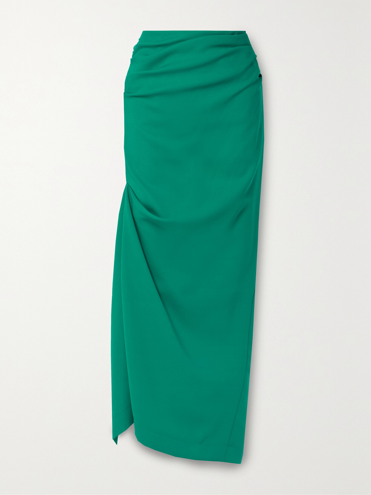Christopher John Rogers Asymmetric Gathered Woven Maxi Skirt