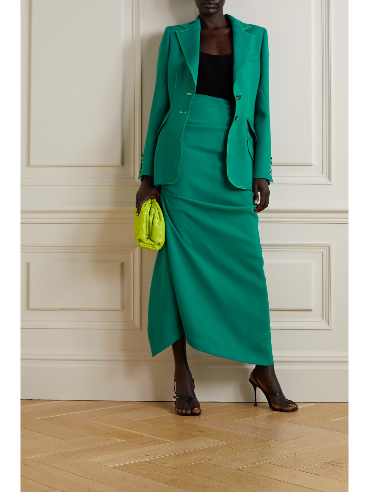Asymmetric Gathered Woven Maxi