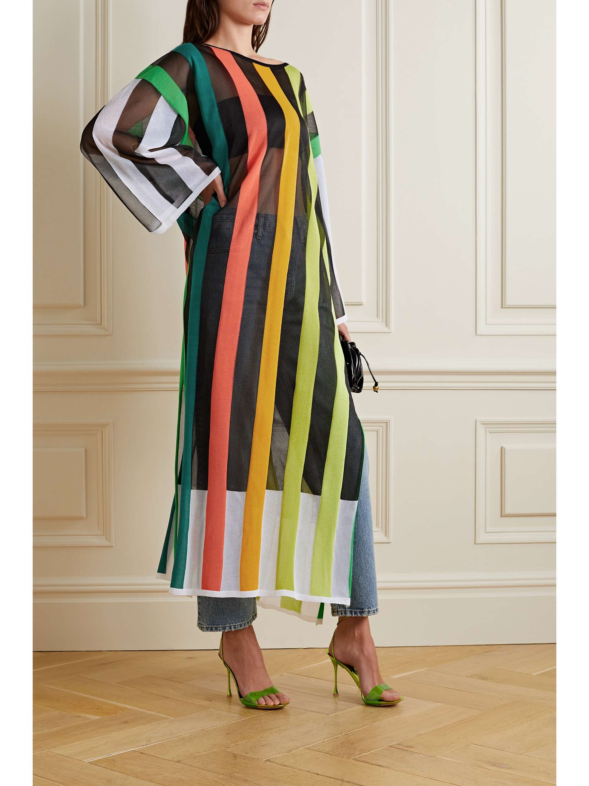 Multicolor striped maxi dress cheap