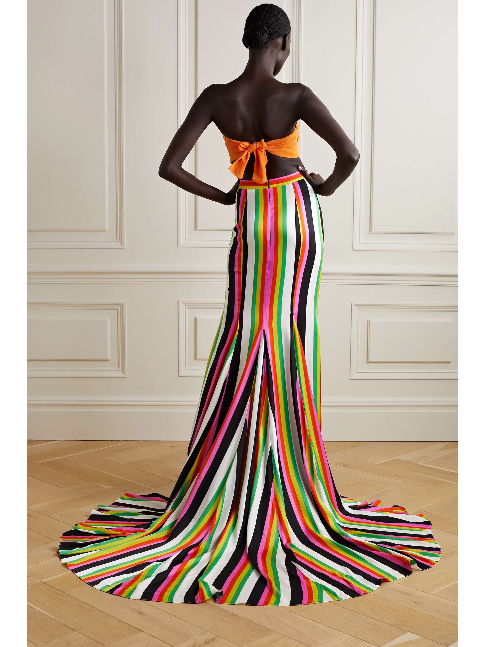 CHRISTOPHER JOHN ROGERS Striped crepe maxi skirt