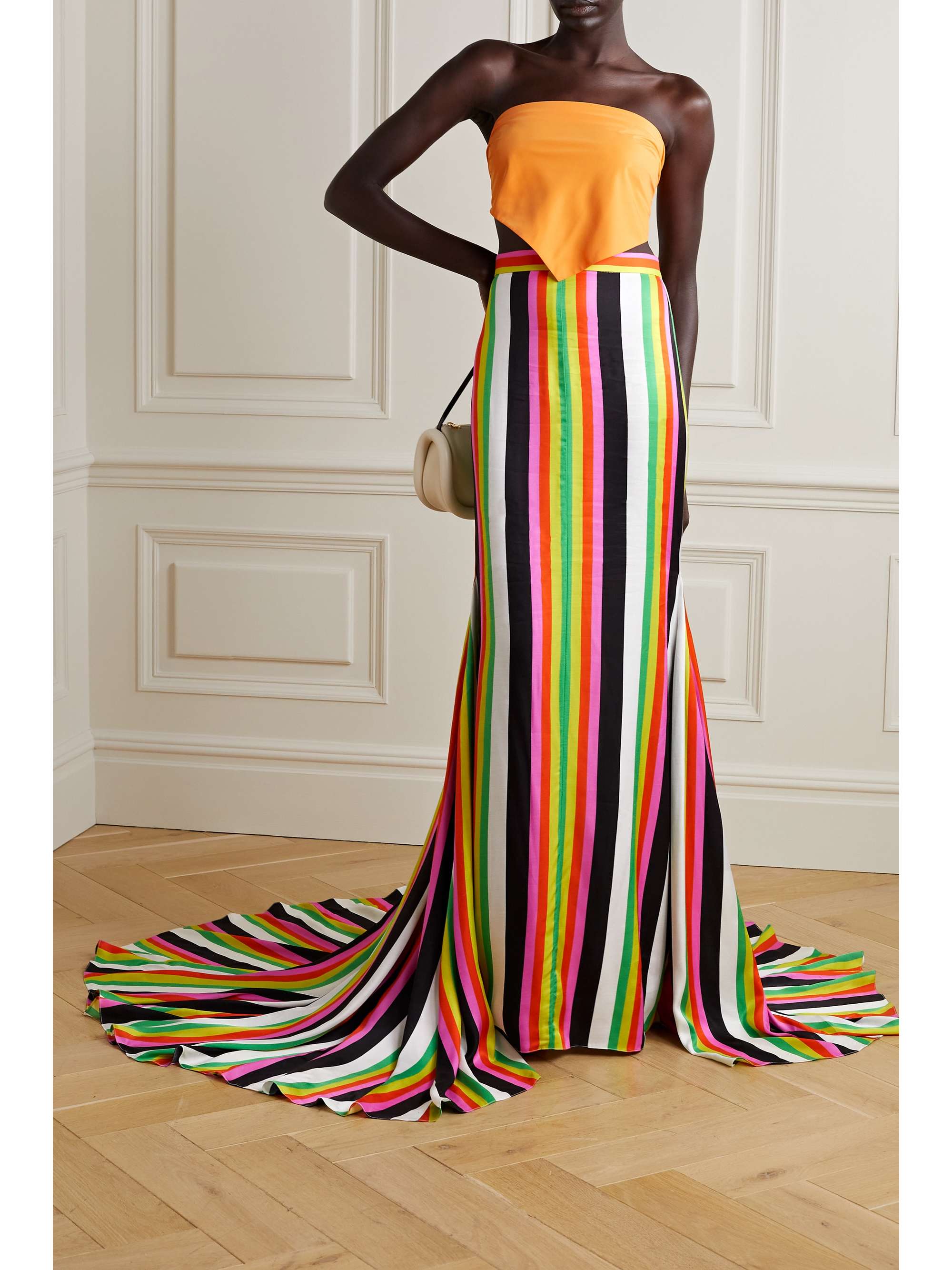 CHRISTOPHER JOHN ROGERS Striped crepe maxi skirt