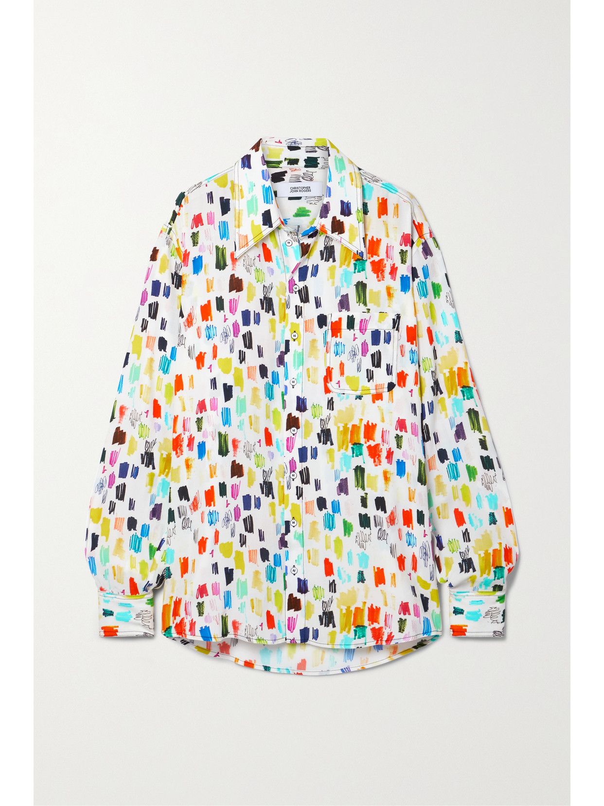 Christopher John Rogers Marker Test Printed Georgette Shirt