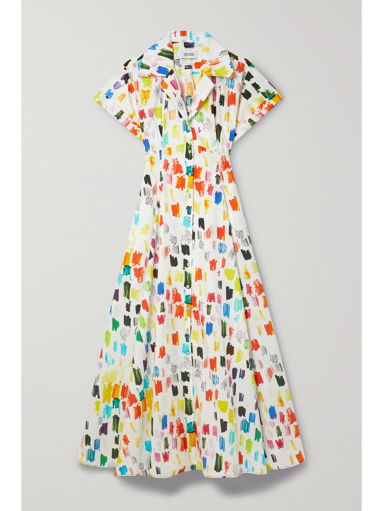 Christopher John Rogers Marker Test Cotton-poplin Maxi Shirt Dress