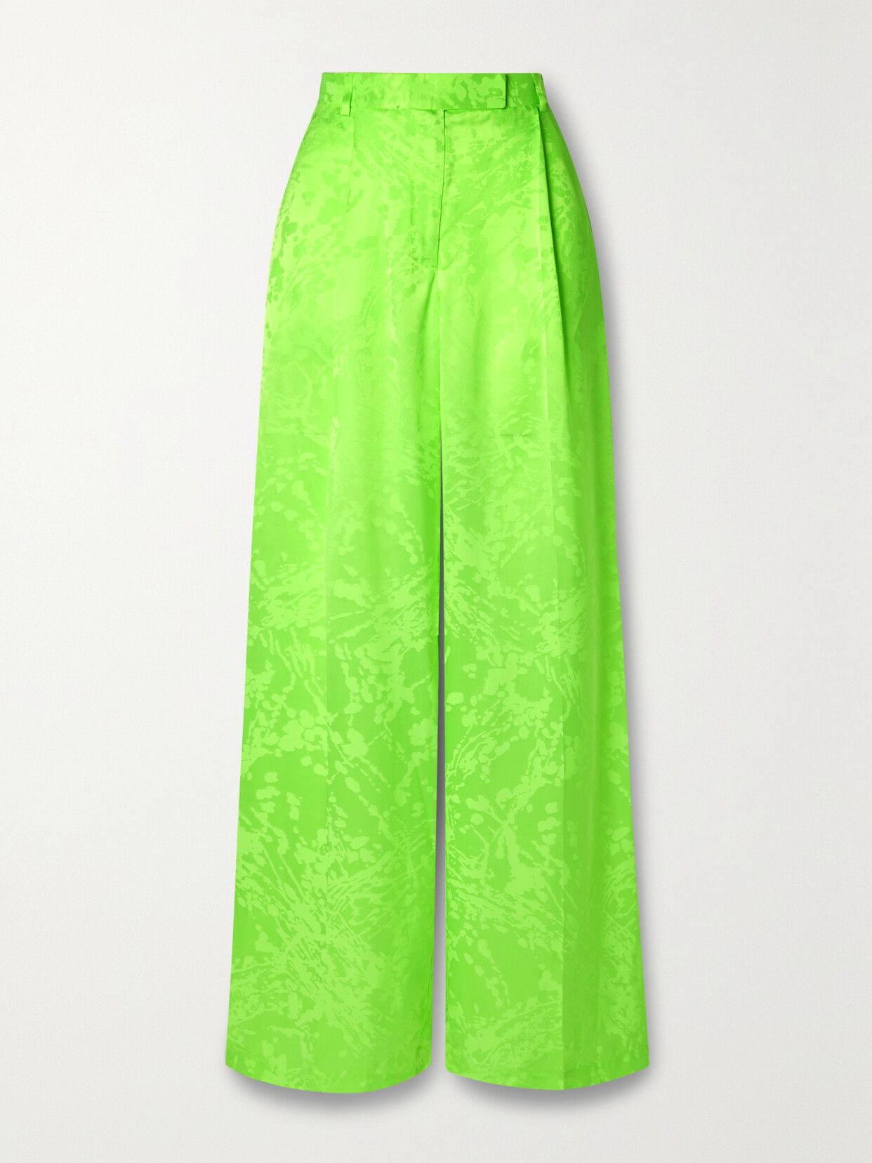 Christopher John Rogers Pleated Jacquard Wide-leg Pants - Green