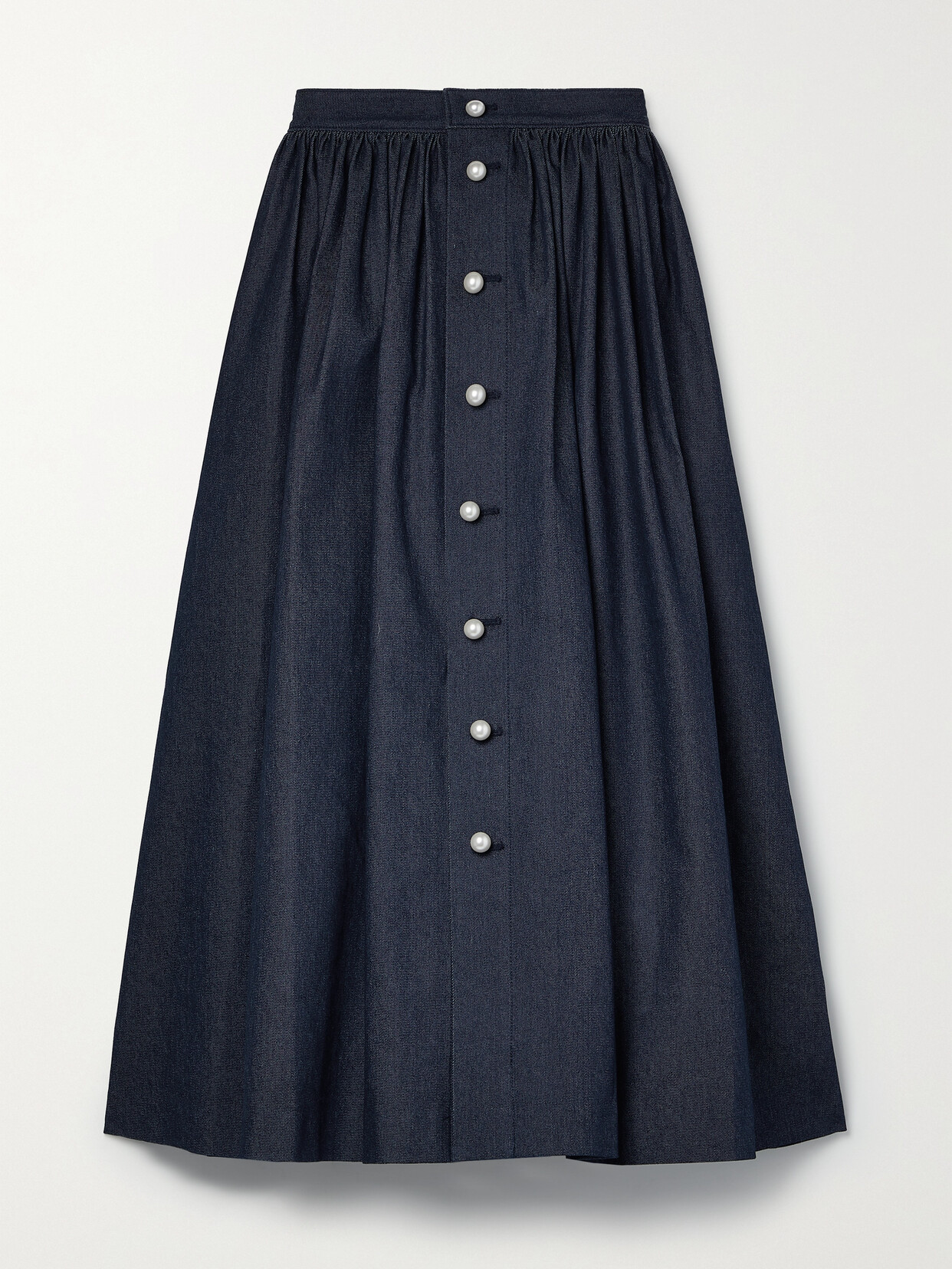 Adam Lippes Cotton-blend Twill Midi Skirt - Blue