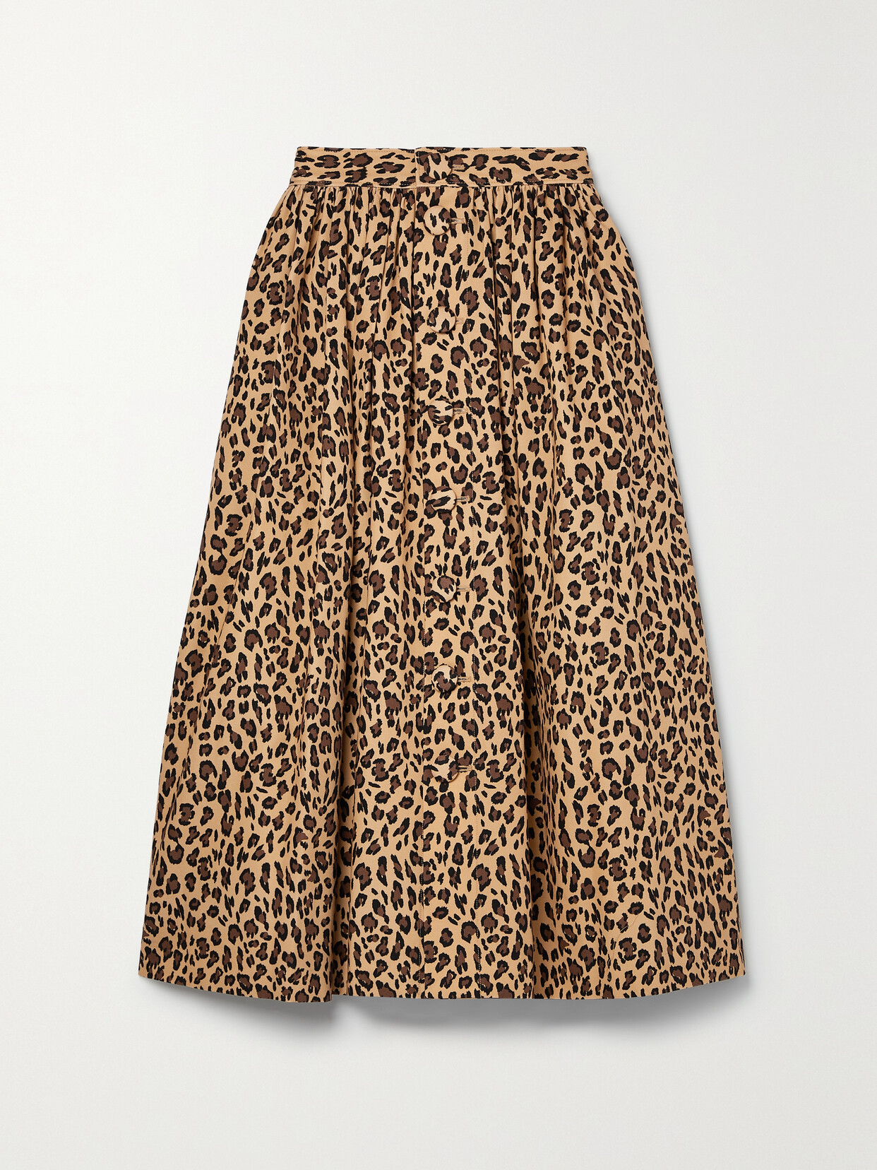 ADAM LIPPES LEOPARD-PRINT COTTON-TWILL MIDI SKIRT