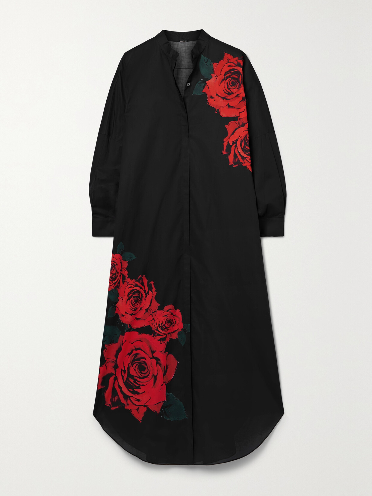 Adam Lippes - Floral-print Cotton-voile Kaftan - Black