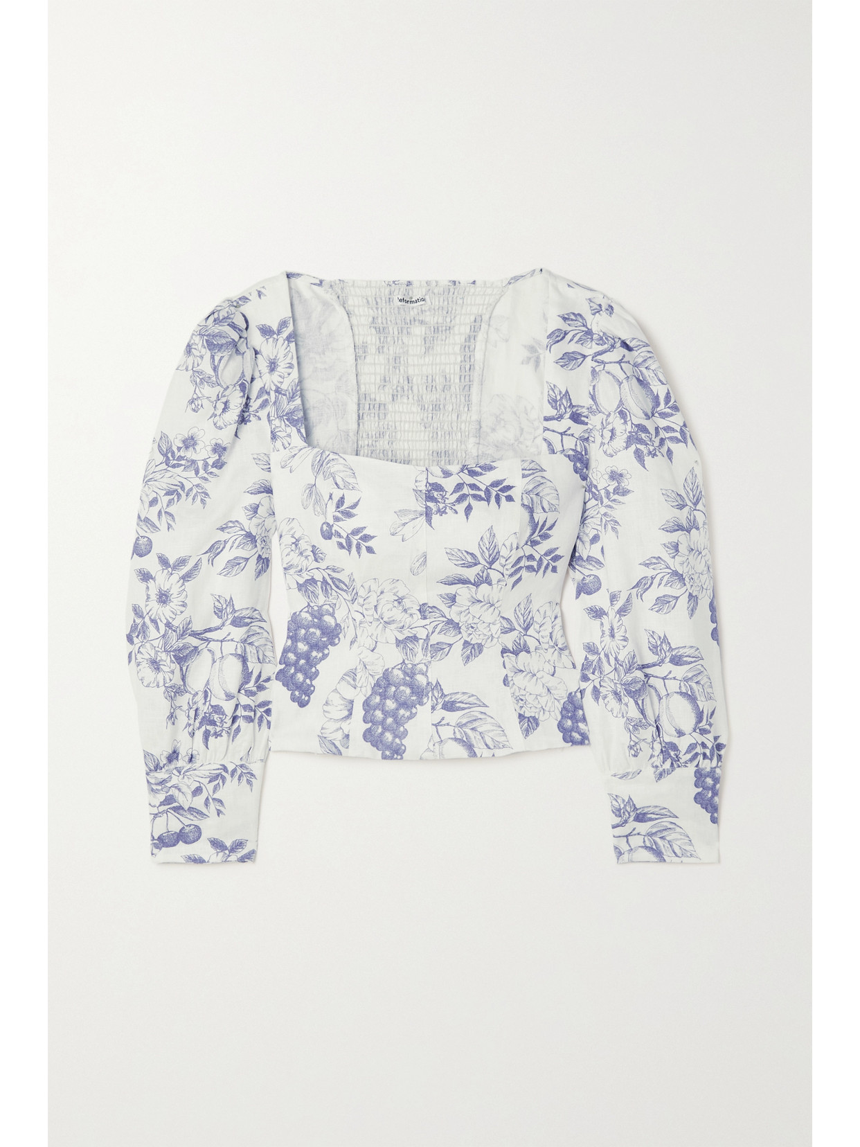 Stilton Smocked Floral-print Linen 