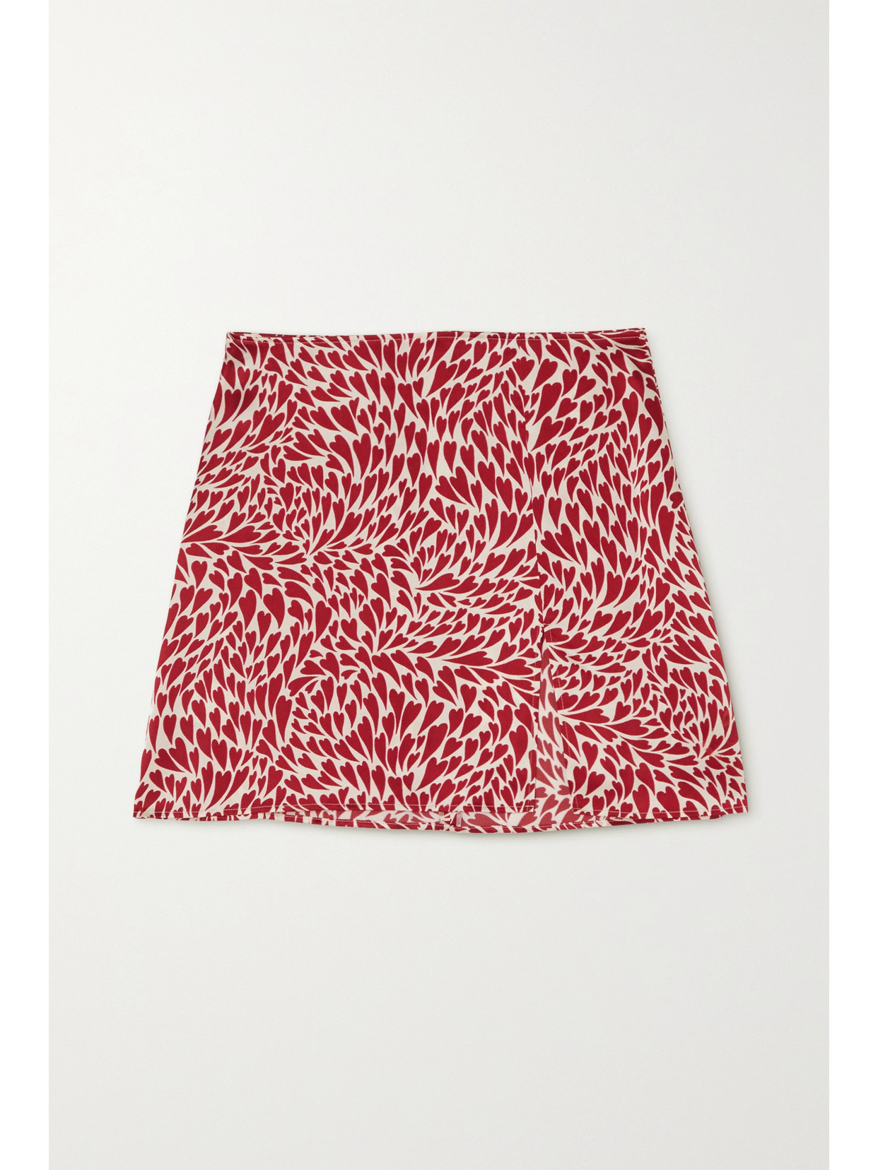 Reformation Robbie Printed Silk-charmeuse Mini Skirt In Red