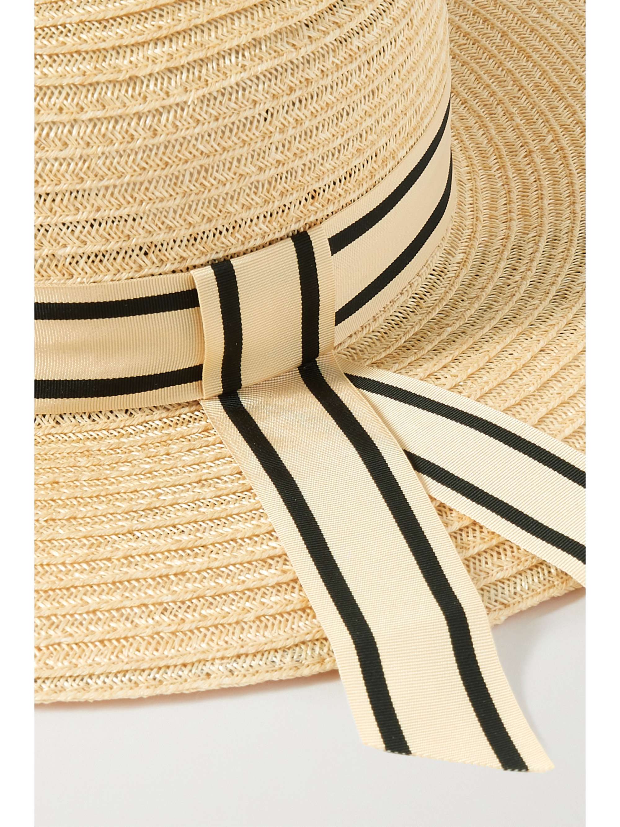 EUGENIA KIM Colette striped grosgrain-trimmed hemp-blend sunhat