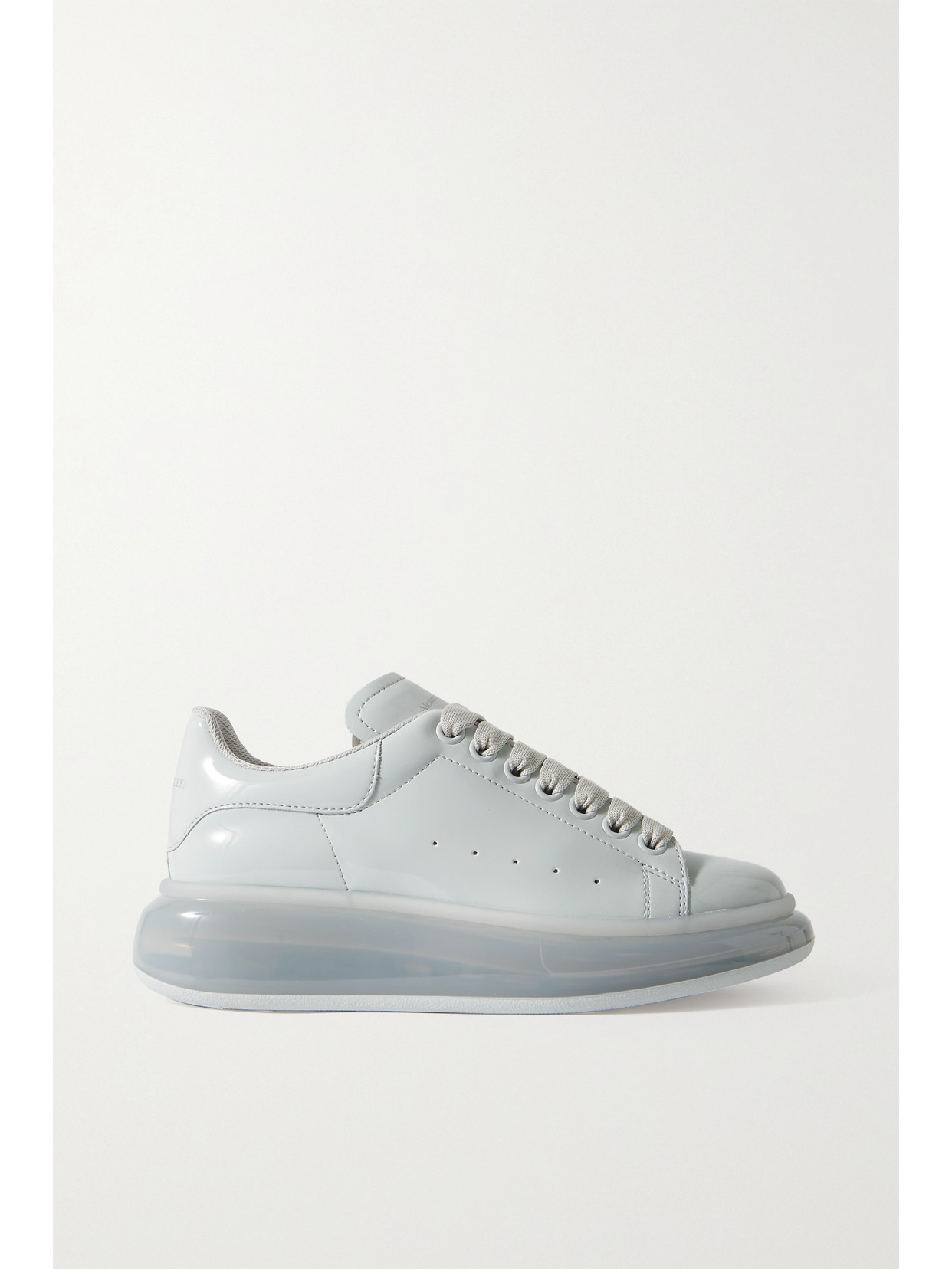 ALEXANDER MCQUEEN FAUX PATENT-LEATHER EXAGGERATED-SOLE SNEAKERS