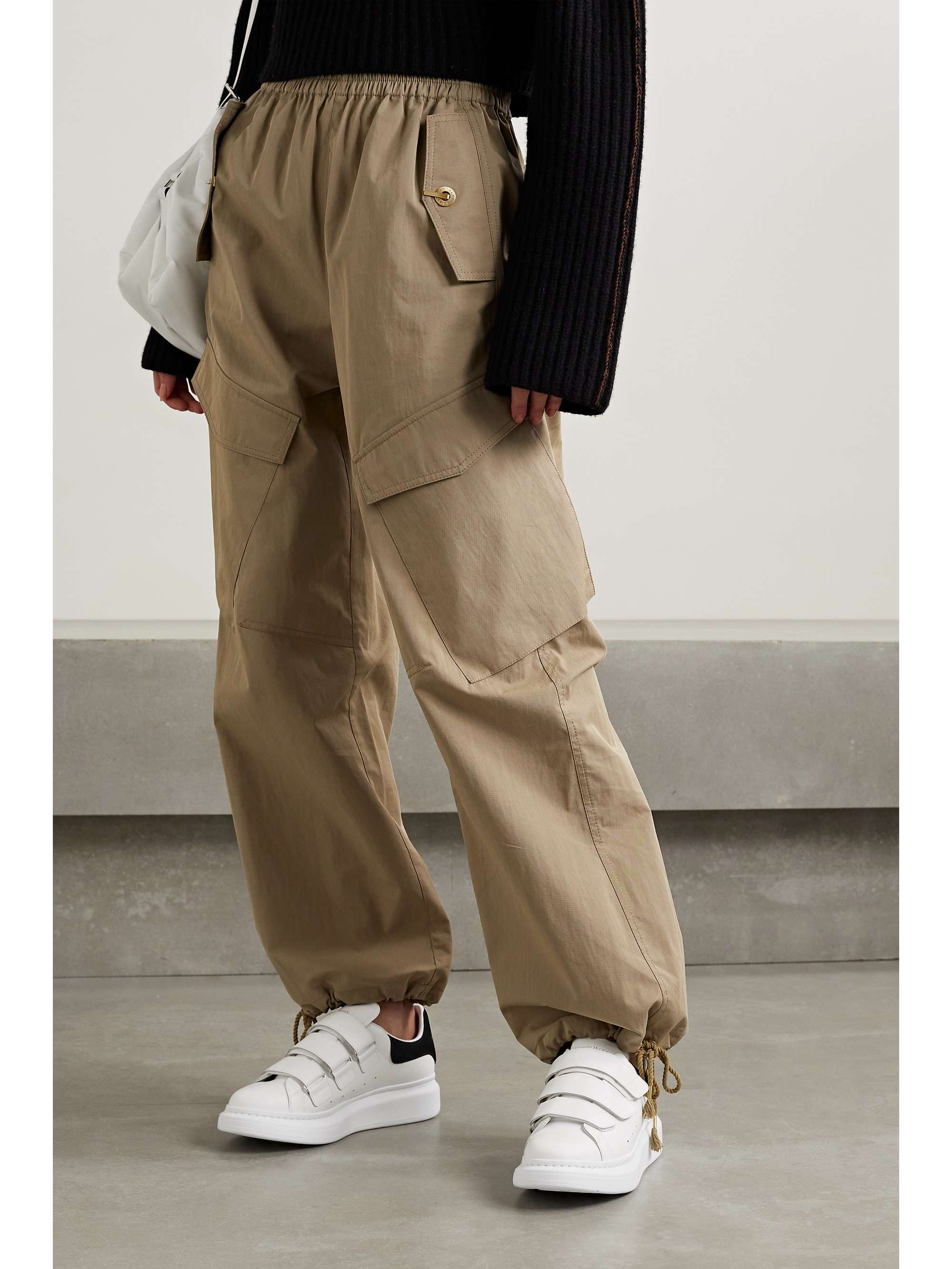 White Suede-trimmed leather exaggerated 