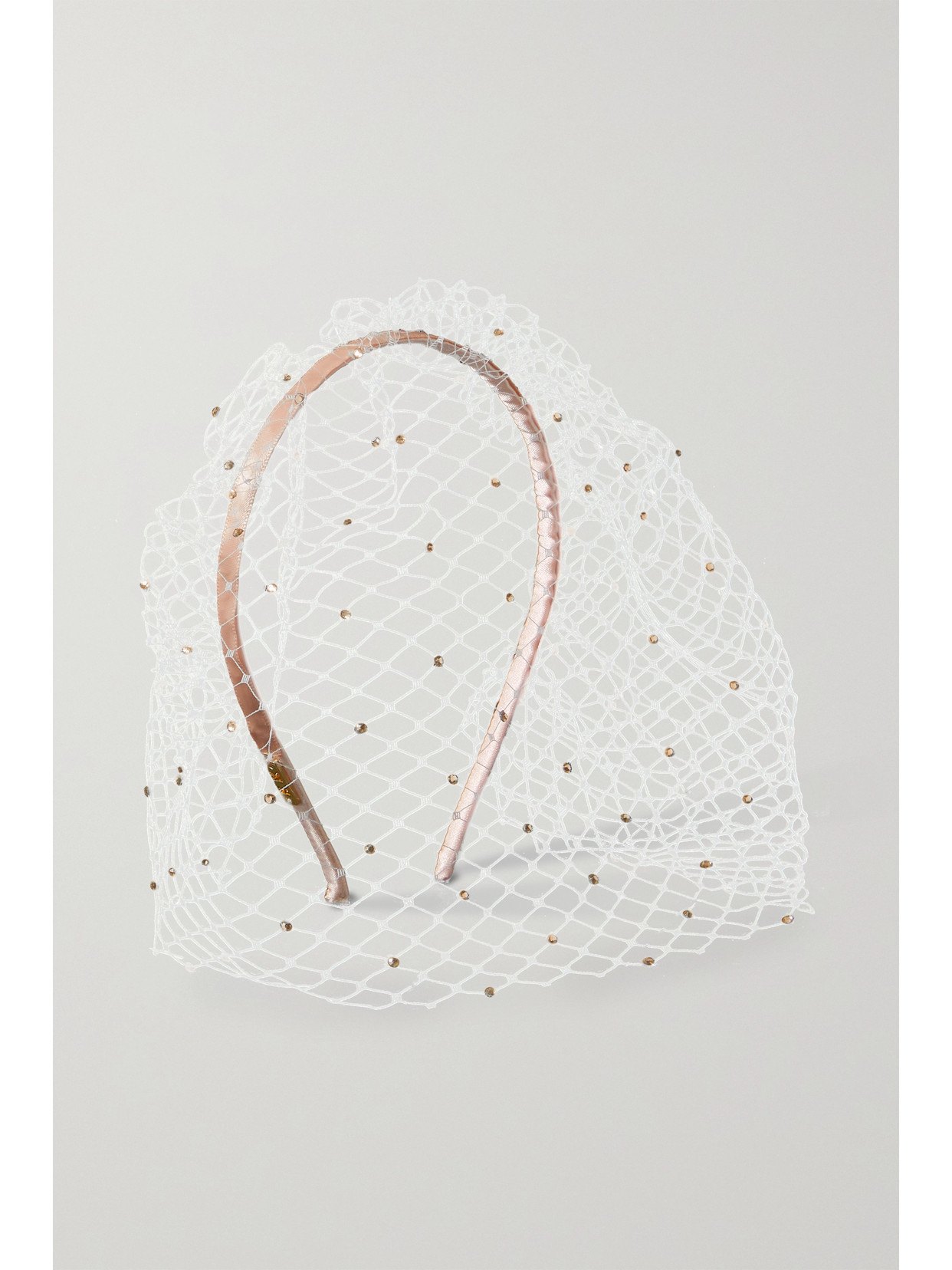 Eugenia Kim - Halsey Embellished Fishnet And Satin Headband - Blush
