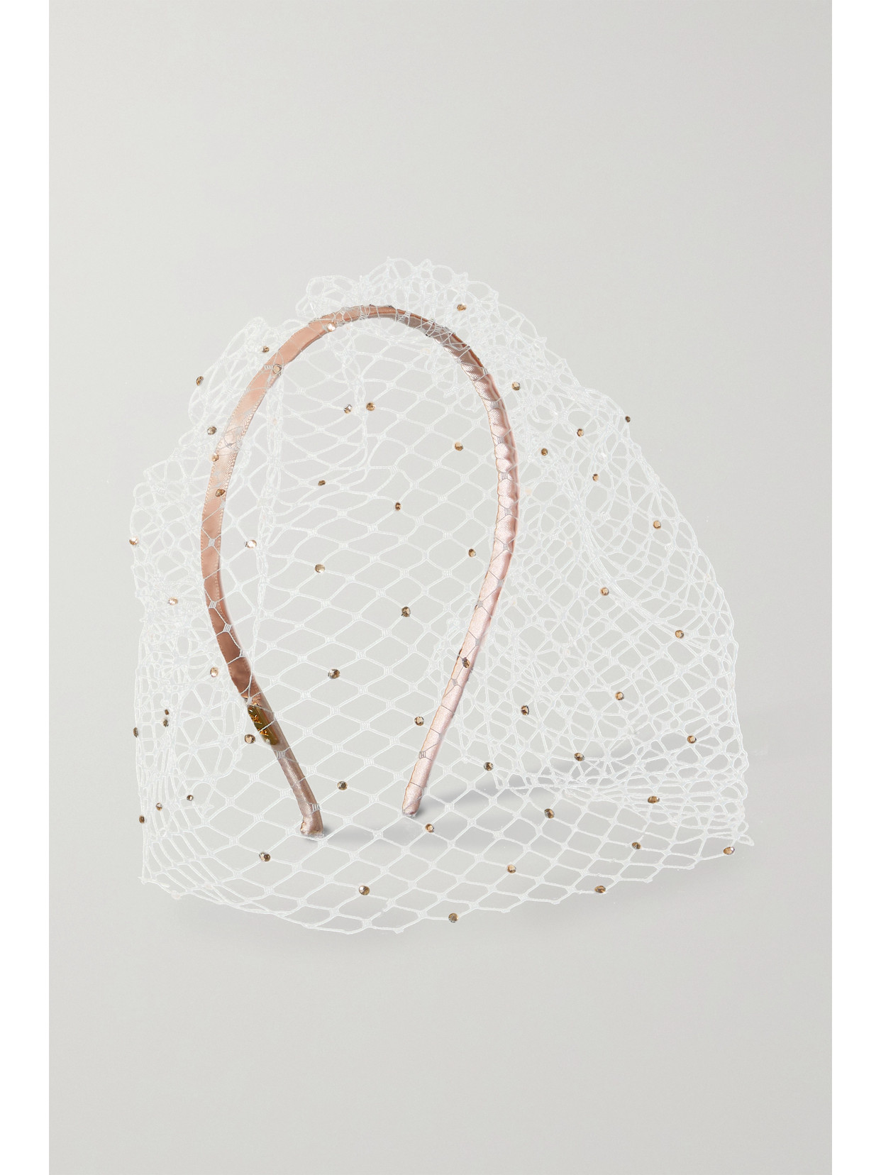 EUGENIA KIM HALSEY EMBELLISHED FISHNET AND SATIN HEADBAND