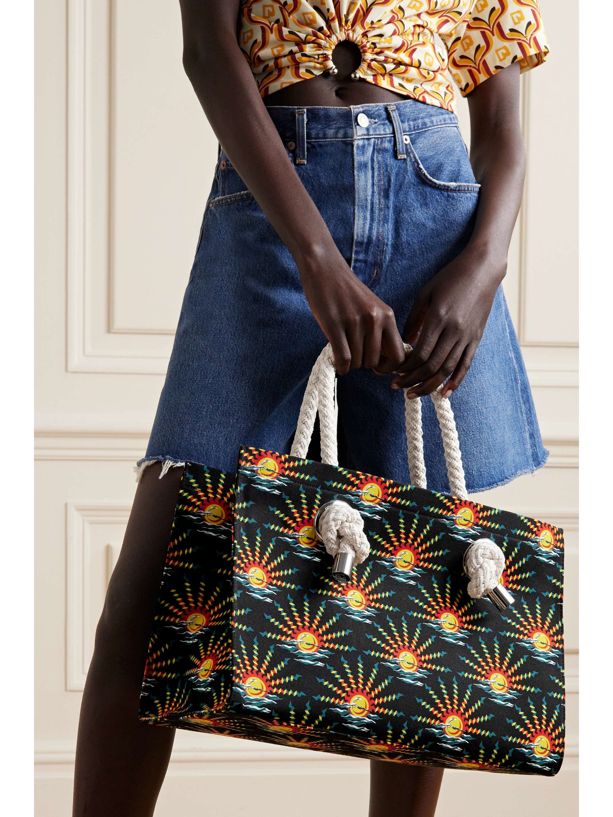 PACO RABANNE Printed cotton-canvas tote