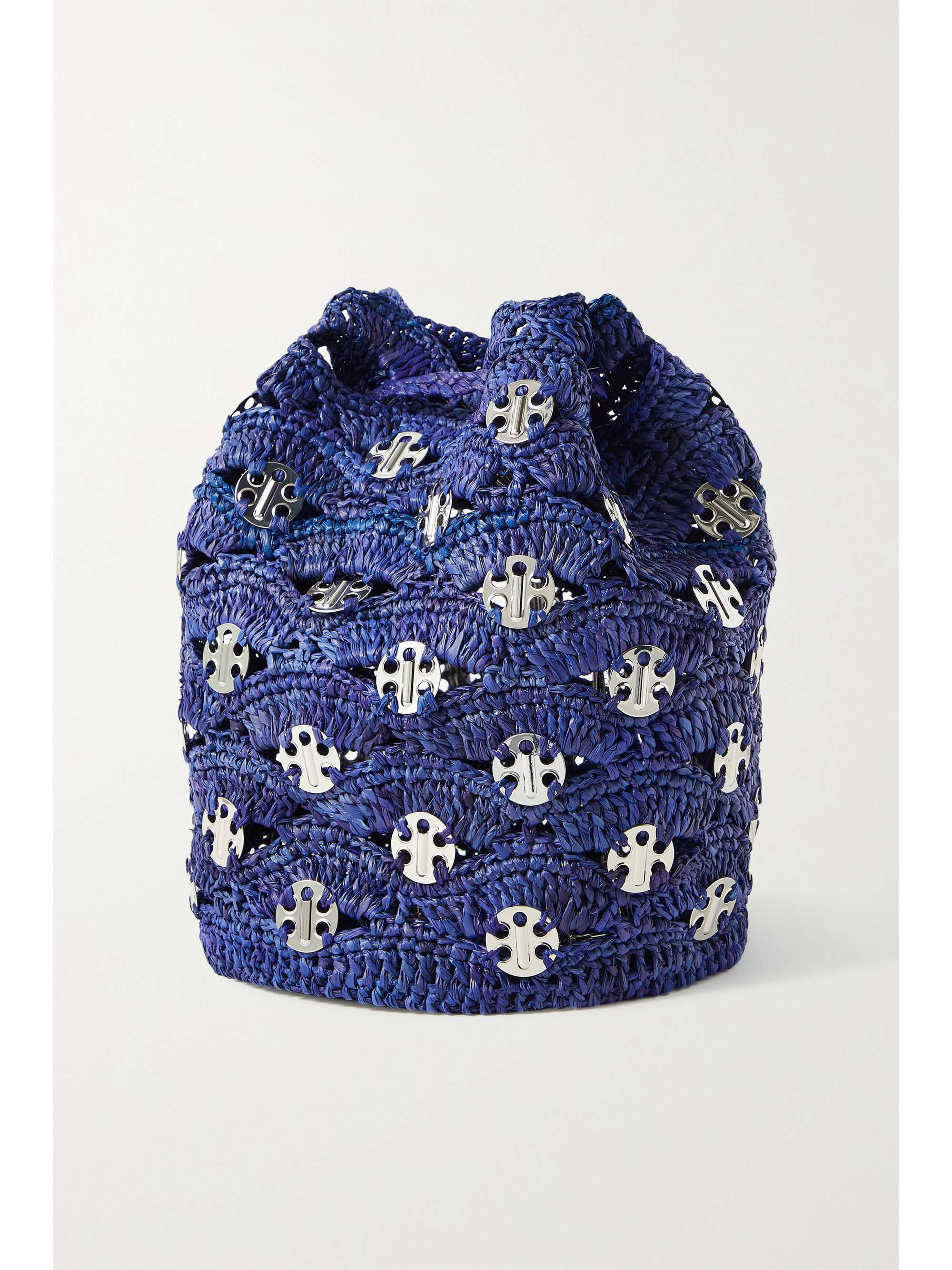 PACO RABANNE Embellished raffia bucket bag