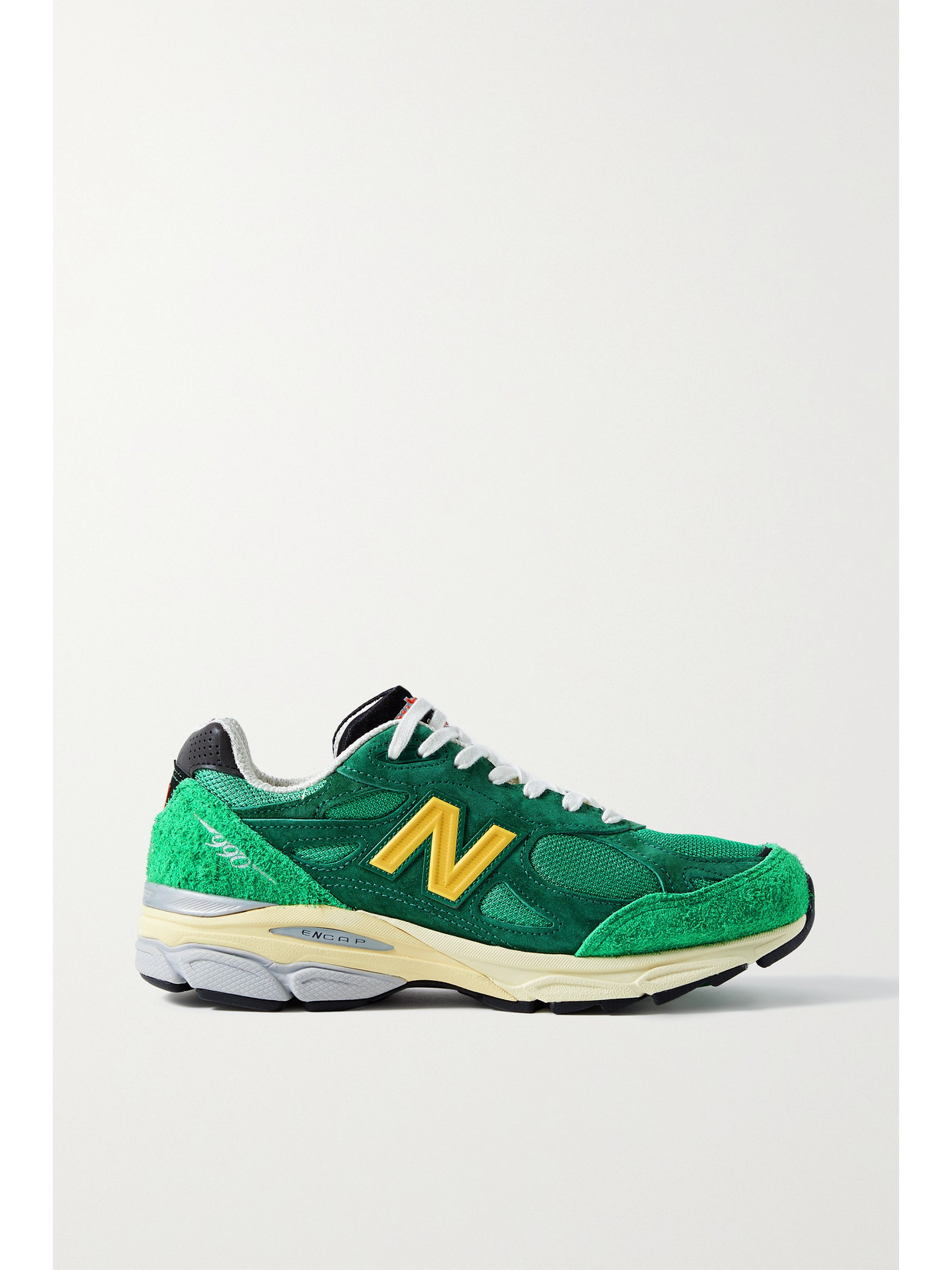 New Balance - Made In Usa 990v3 Leather And Suede-trimmed Mesh Sneakers - Green