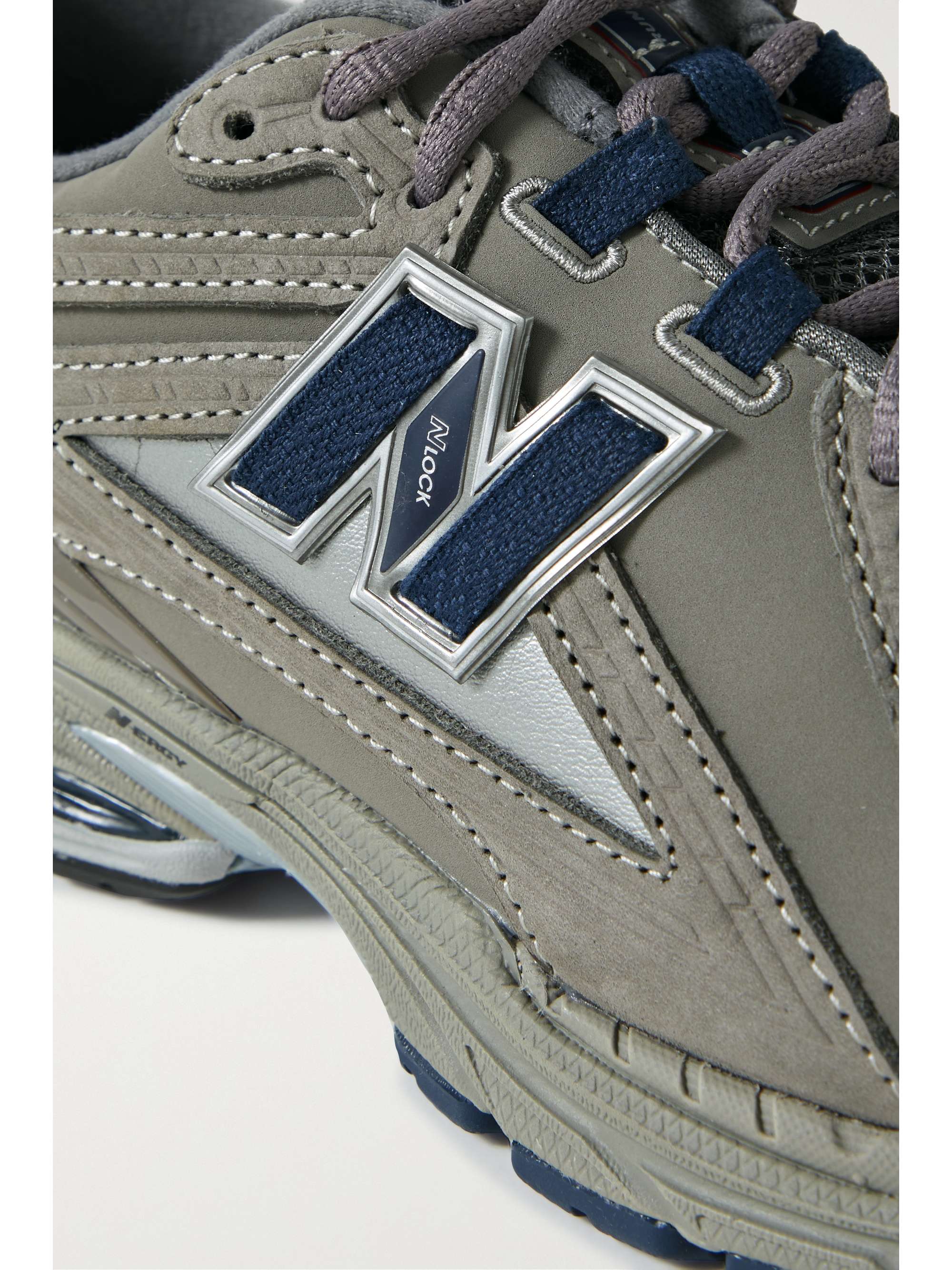 NEW BALANCE + Akio Hasegawa 1906 leather-trimmed nubuck and mesh sneakers |  NET-A-PORTER US