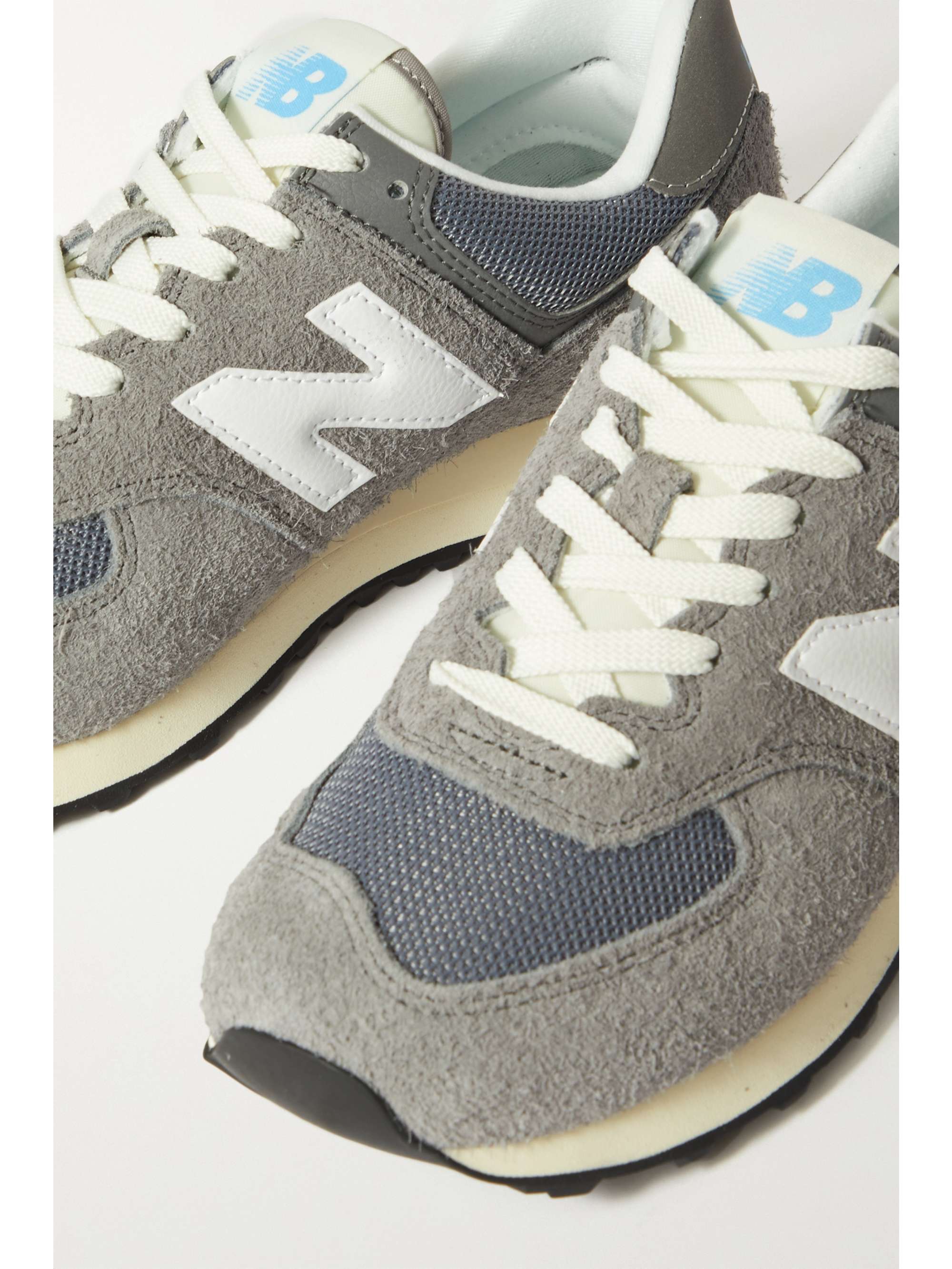 NEW BALANCE 574 leather-trimmed suede and mesh sneakers