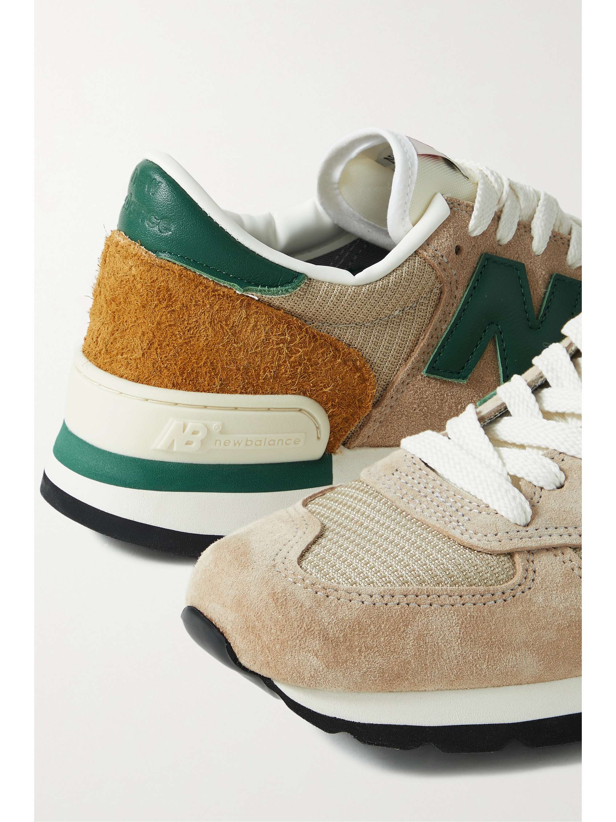 NEW BALANCE M990v1 leather-trimmed suede and mesh sneakers
