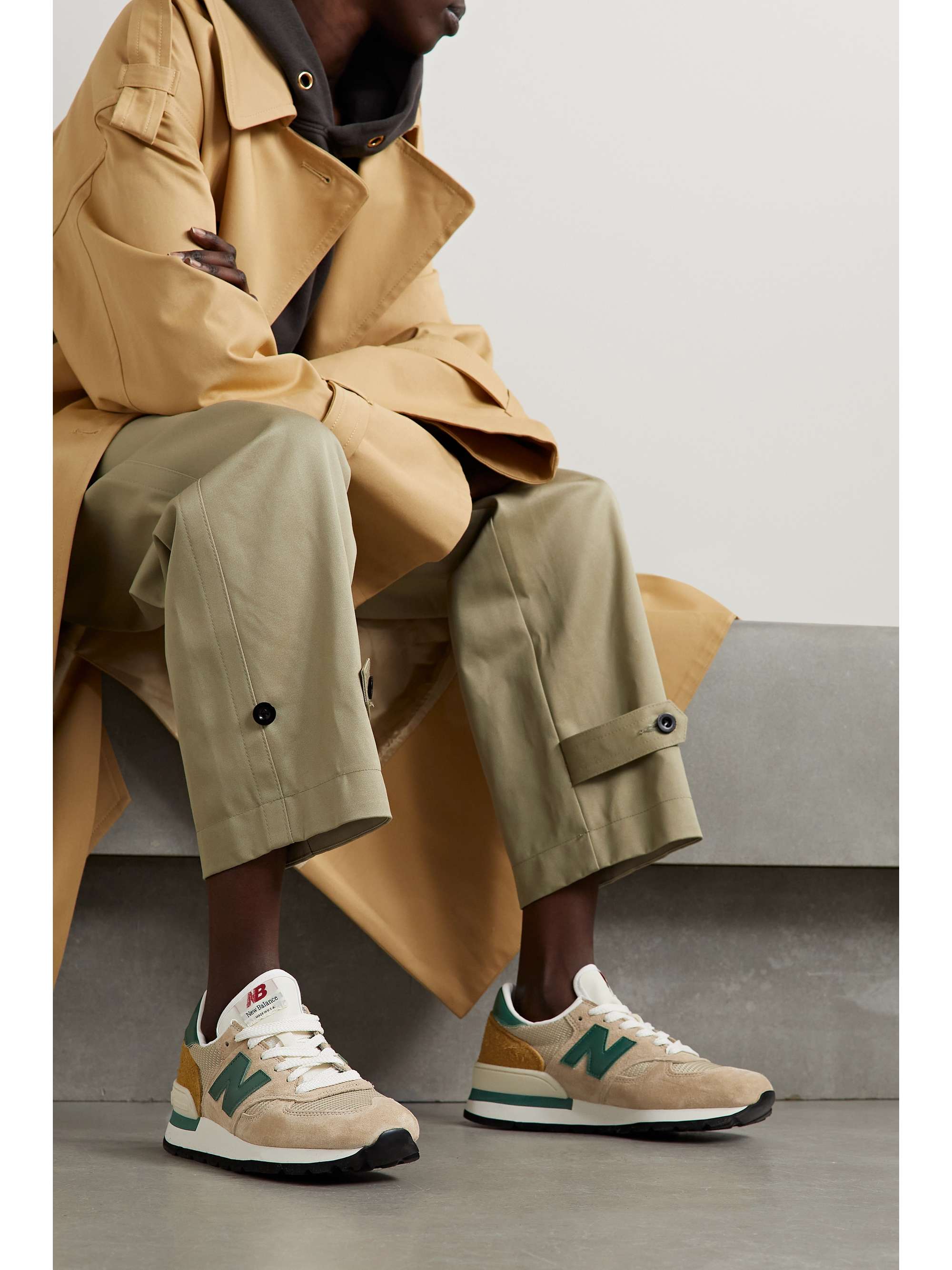 NEW BALANCE M990v1 leather-trimmed suede and mesh sneakers