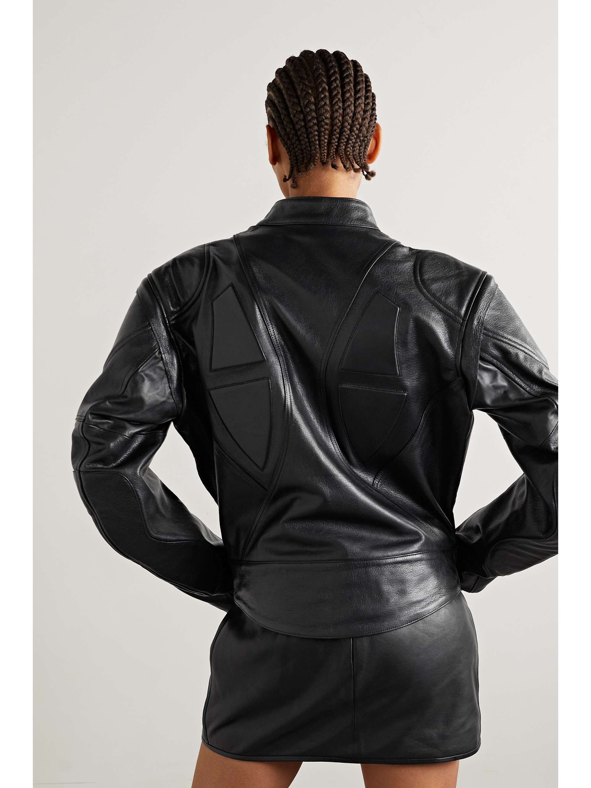 DAVID KOMA Convertible paneled textured-leather biker jacket